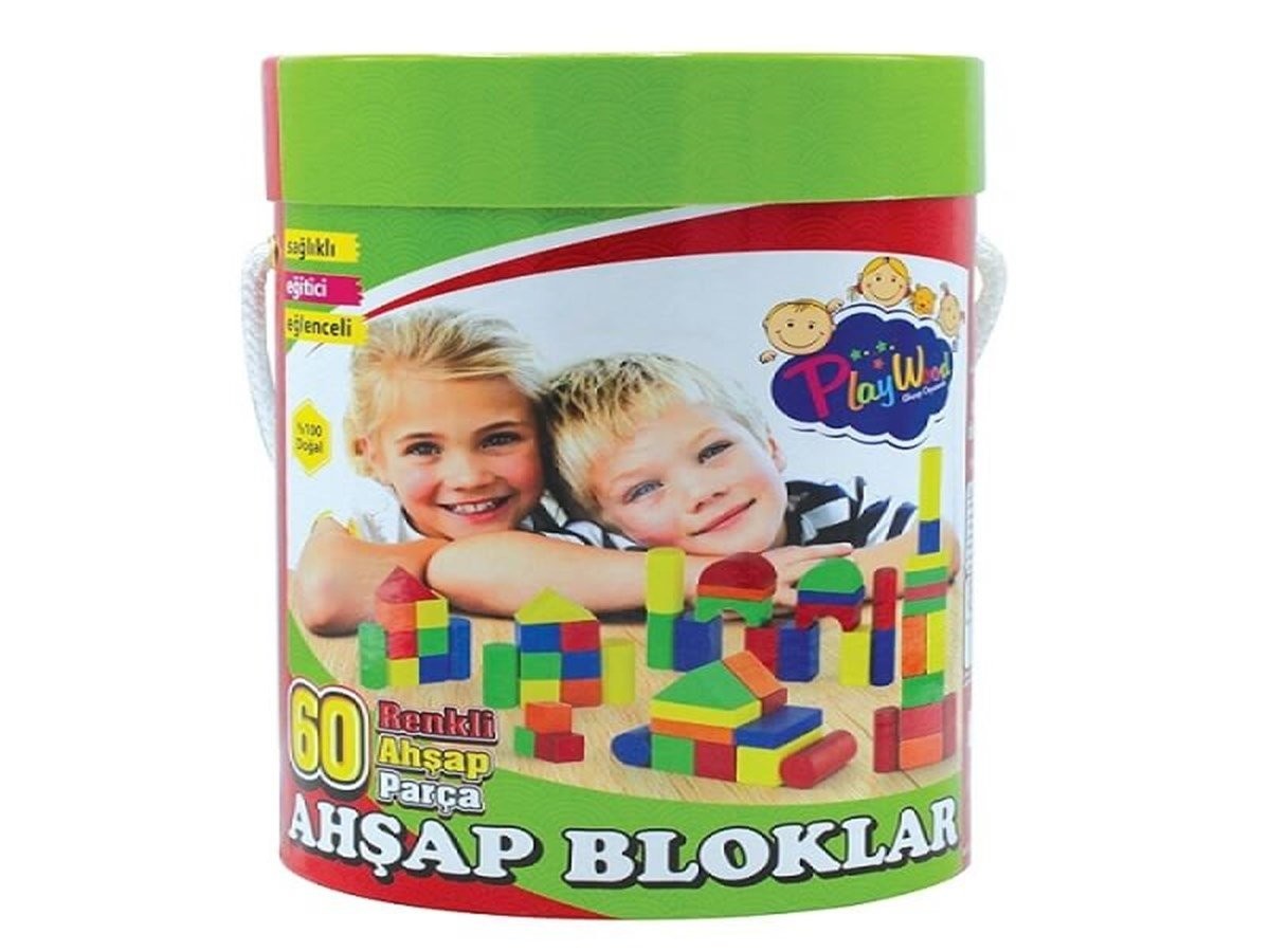 Ahşap Renkli Bloklar 60 Prç.