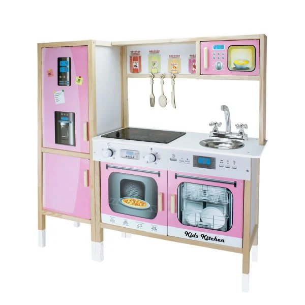 Ahşap Buzdolaplı Çocuk Mutfağı Pembe