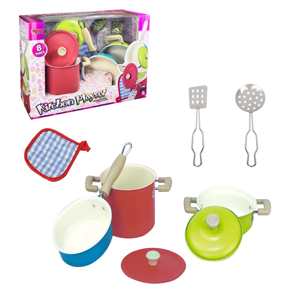 Emaye Tencere 8 Parça Pembe