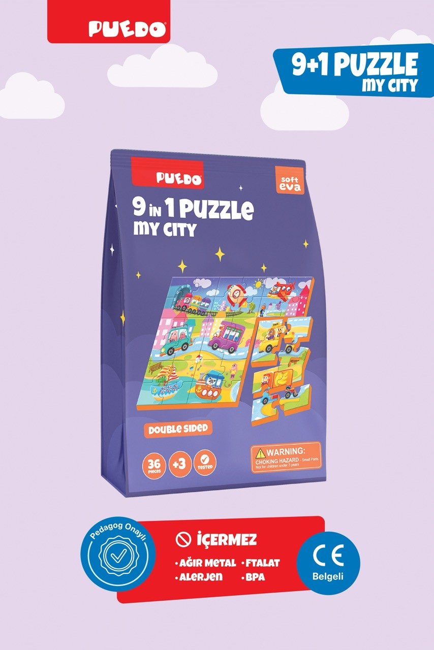 36 Parça 9in1 Çift Taraflı Puzzle - My City