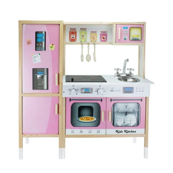 Ahşap Buzdolaplı Çocuk Mutfağı Pembe