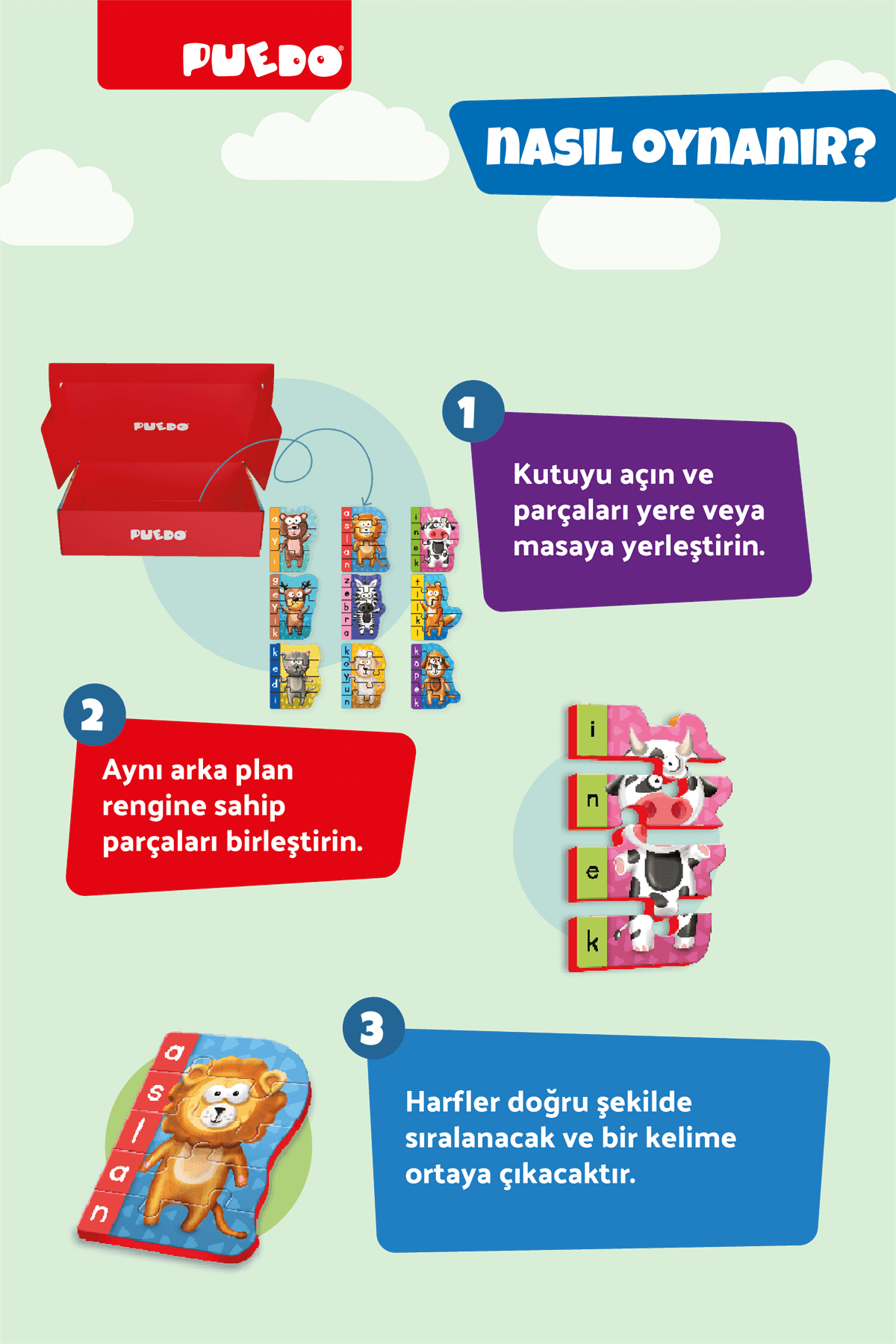  İlk Kelimelerim Puzzle - Hayvanlar