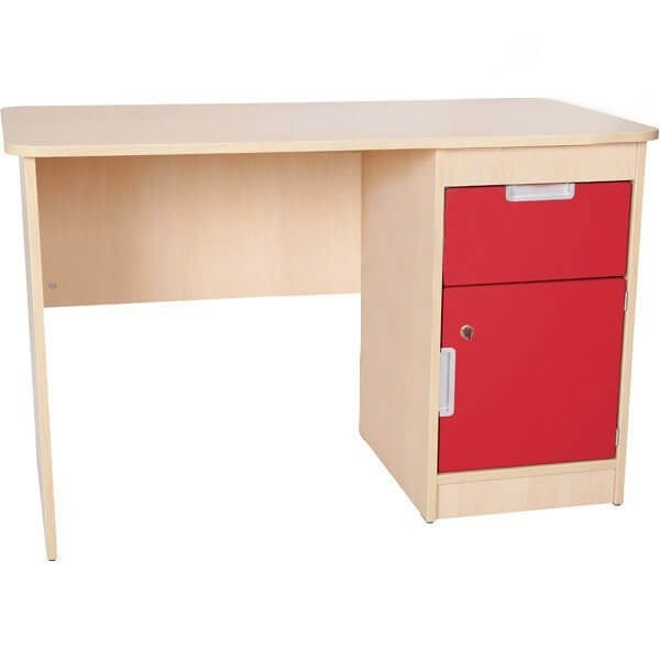 Ahşap Akça Öğretmen Masası Kırmızı 120x60x75 cm
