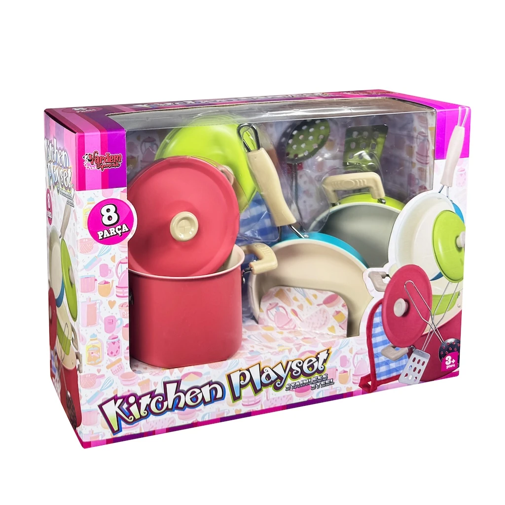 Emaye Tencere 8 Parça Pembe