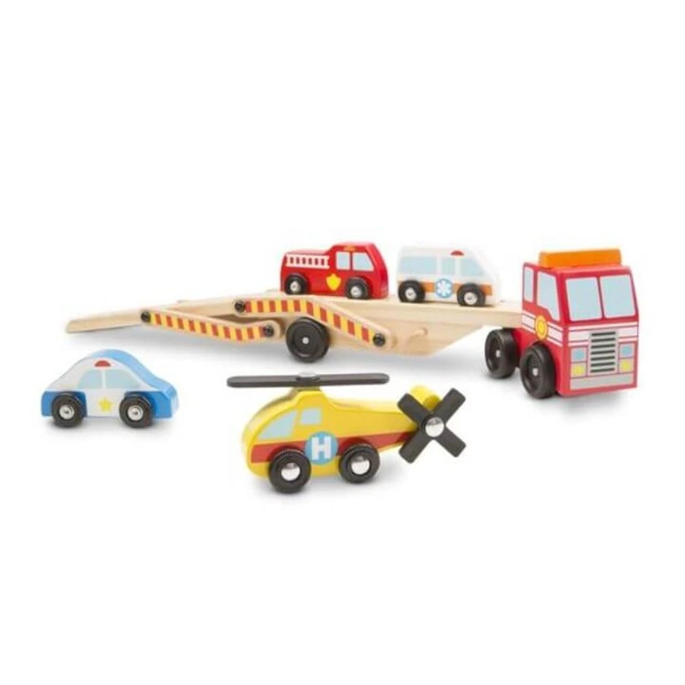 Melissa&Doug Ahşap Acil Yardım Araçları Taşıyıcı Tır