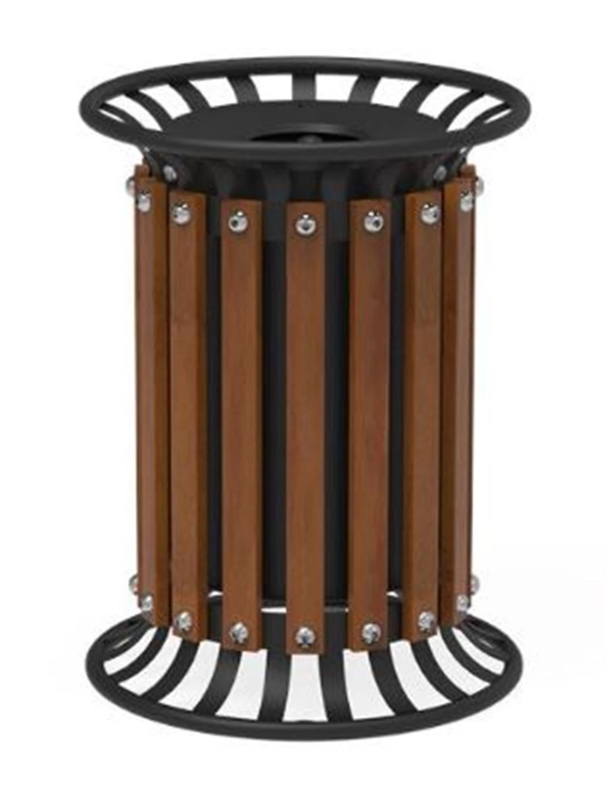 Ahşap Kaplamalı Dış Mekan Sade Çöp Kovası