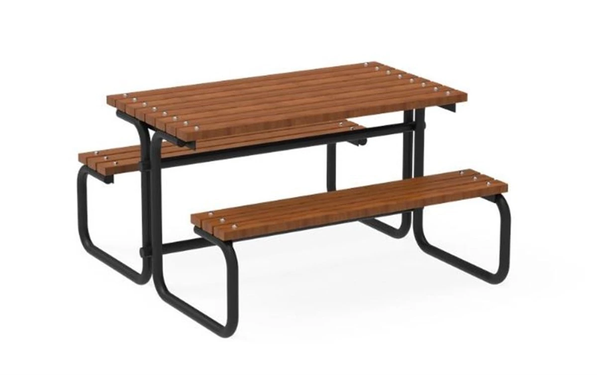 Ahşap Kaplamalı Birleşik Kavisli 2 Banklı Piknik Masası