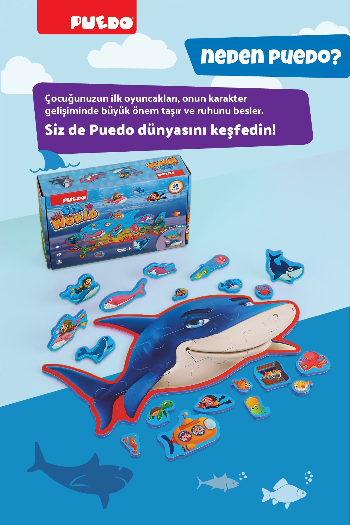 Çift Taraflı Puzzle - Deniz Canlıları