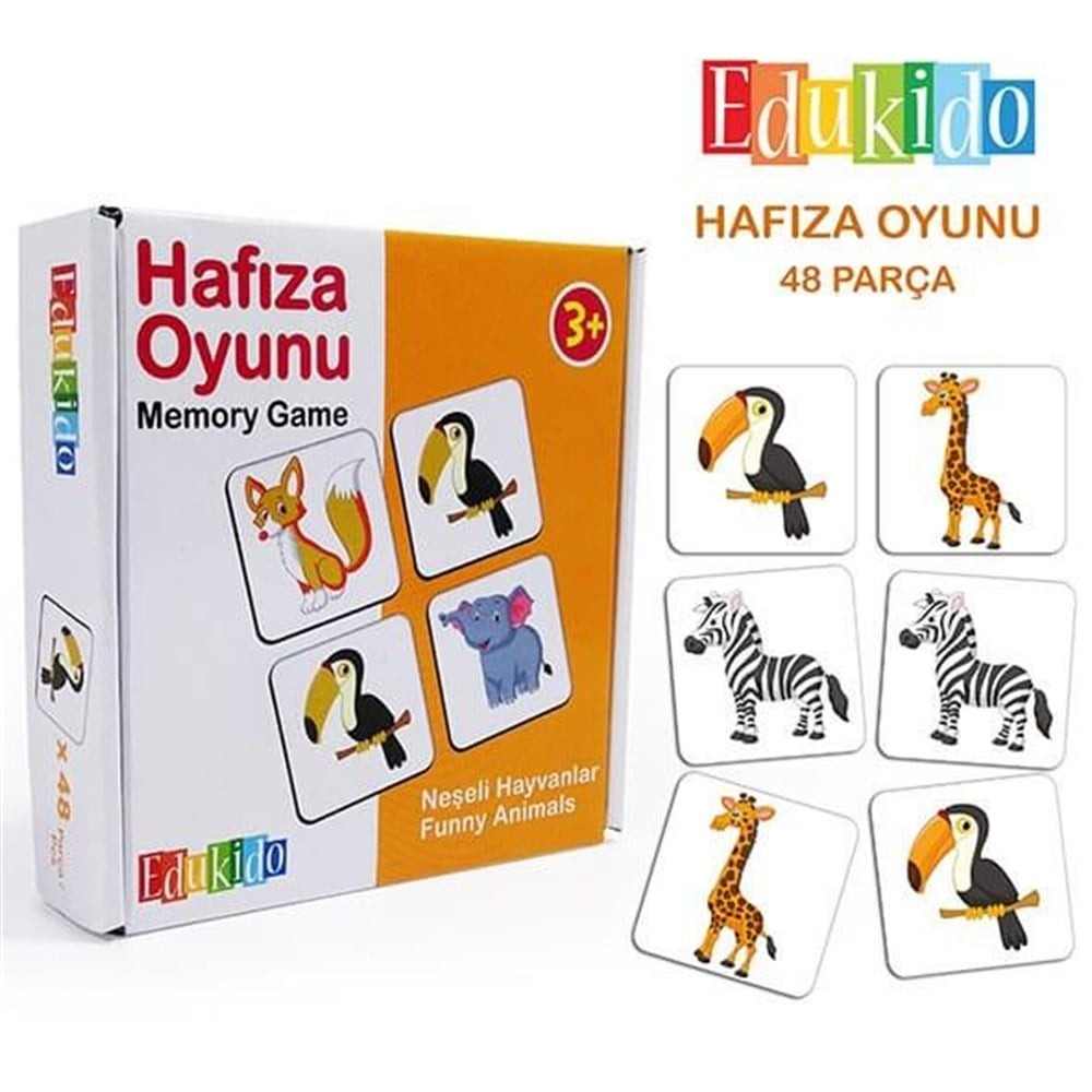 Edukido Neşeli Hayvanlar Hafıza Kartları