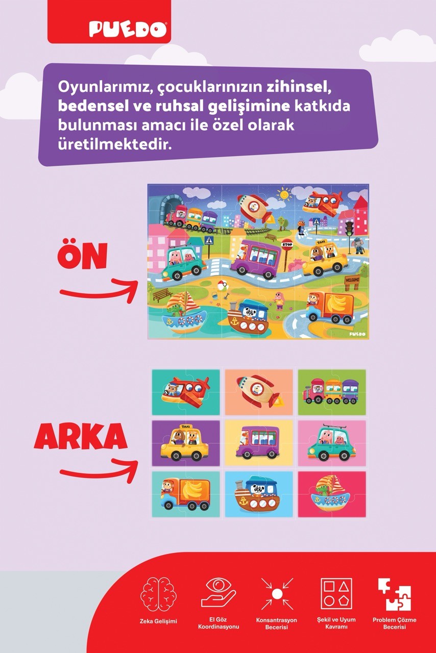 36 Parça 9in1 Çift Taraflı Puzzle - My City