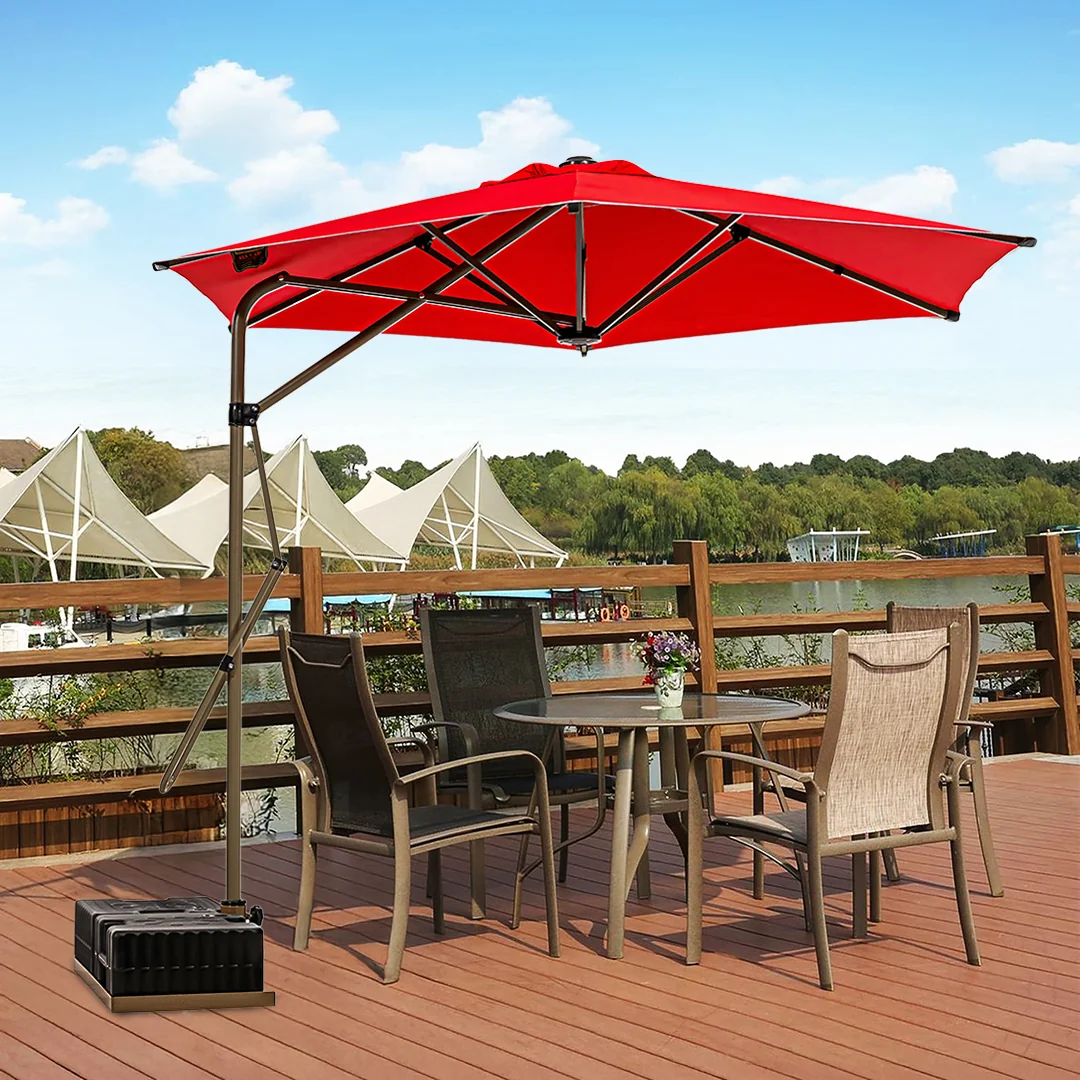 Yandan Gövdeli Bahçe Şemsiyesi - Kırmızı