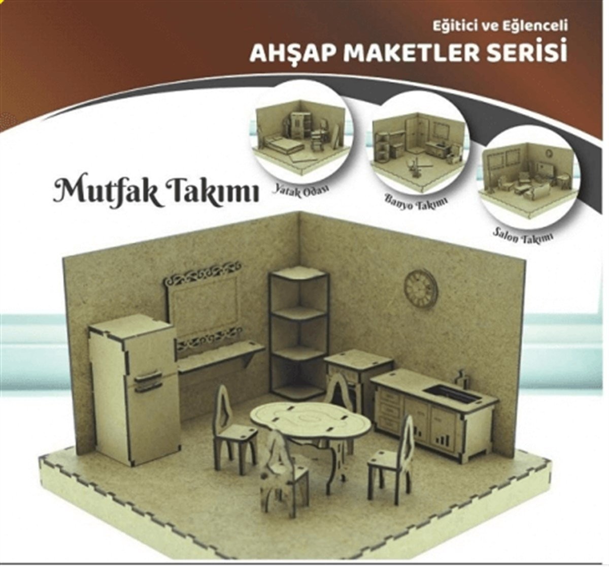 Mutfak Takımı - Ahşap 3D Maket