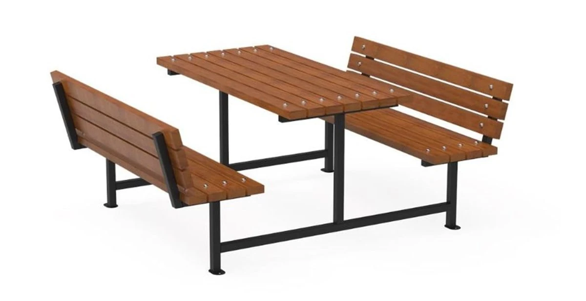 Ahşap Kaplamalı Birleşik Sırtlı 2 Banklı Piknik Masası