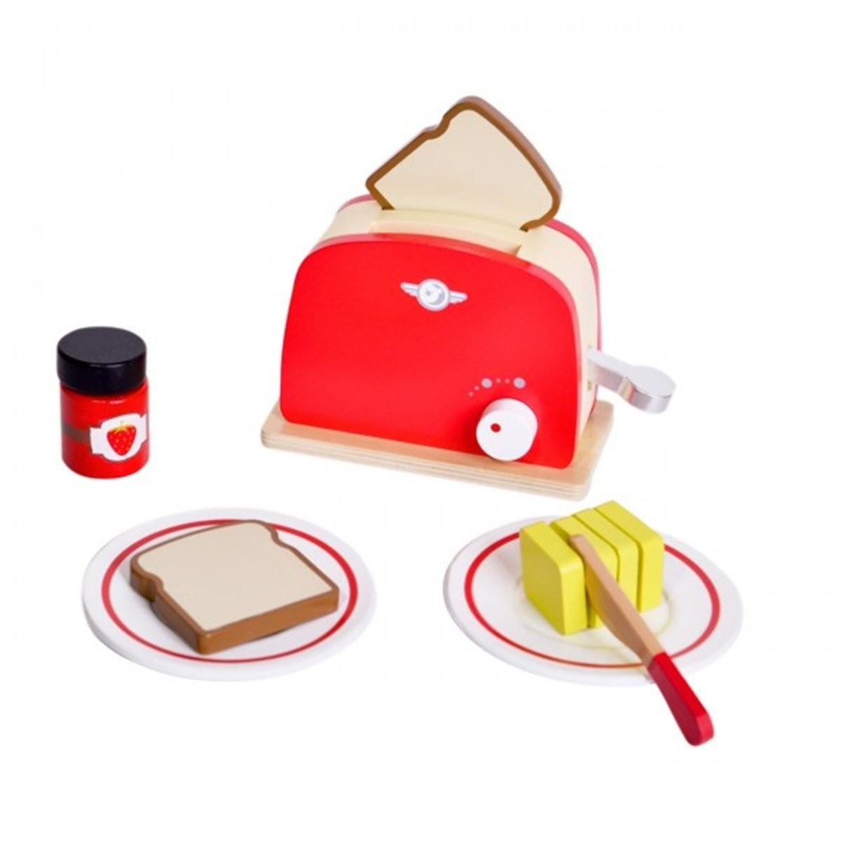 Classic World Ahşap Retro Kırmızı Tost Makinesi ve Tost Seti3+ Yaş