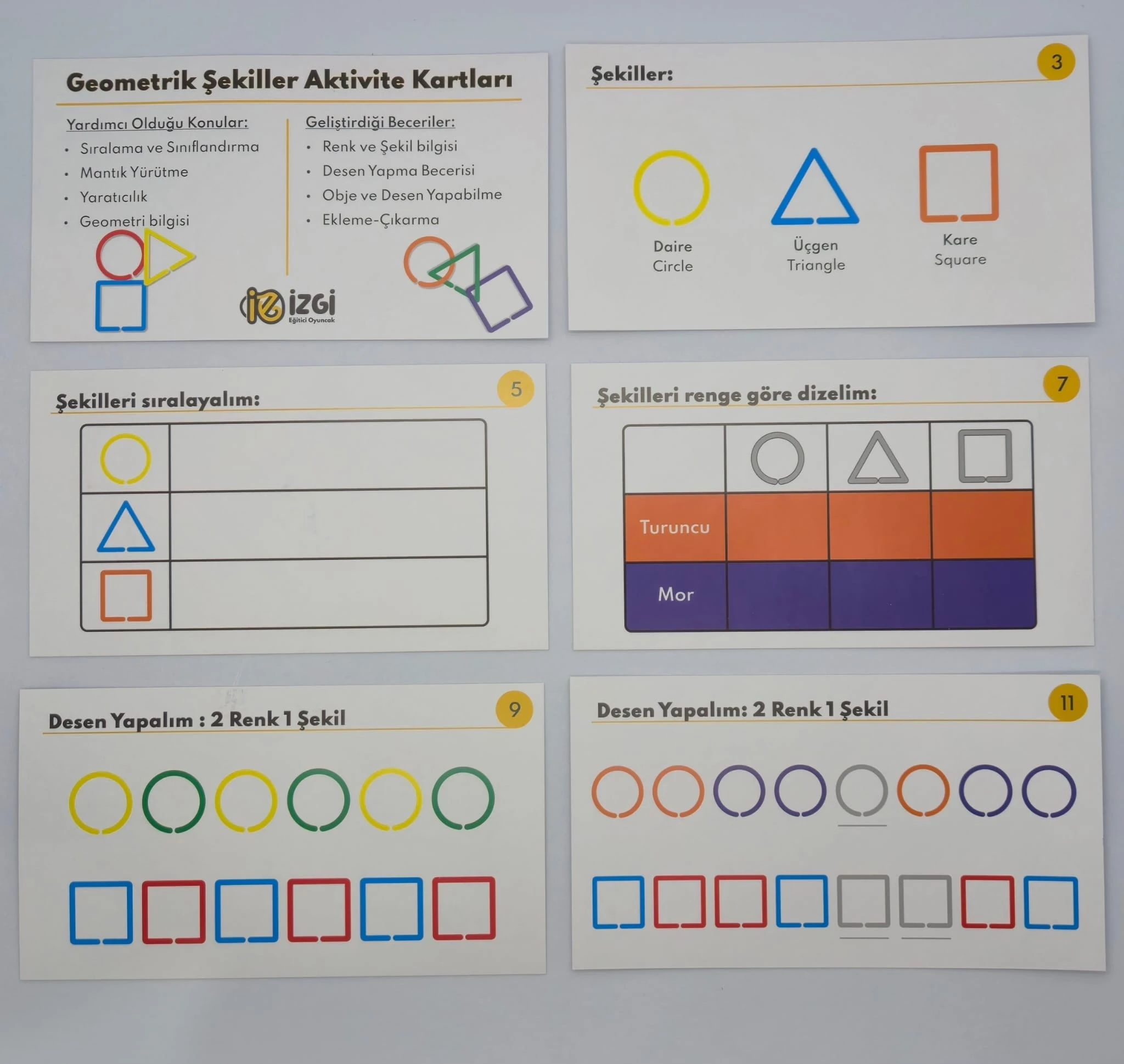 Geometrik Aktivite Şekilleri Ve Kartları
