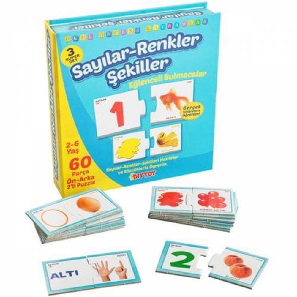 Eğlenceli Sayılar Renkler Şekiller Çocuk Puzzle