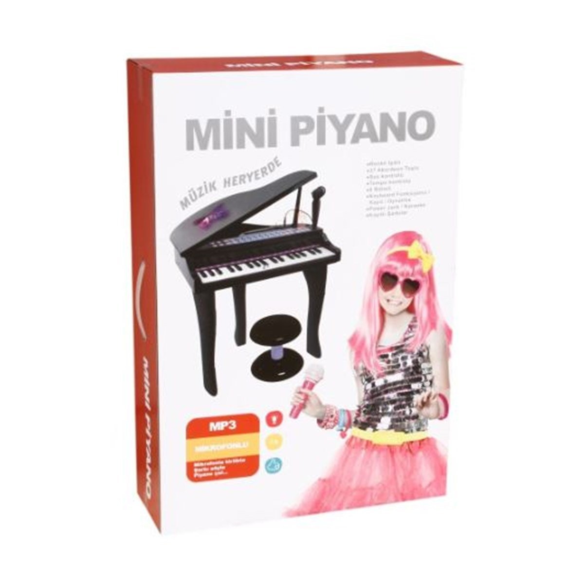 Mini Piano 37 Tuşlu ve Mikrofonlu Siyah