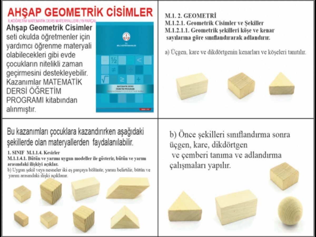 Ahşap Geometrik Cisimler 19 Parça