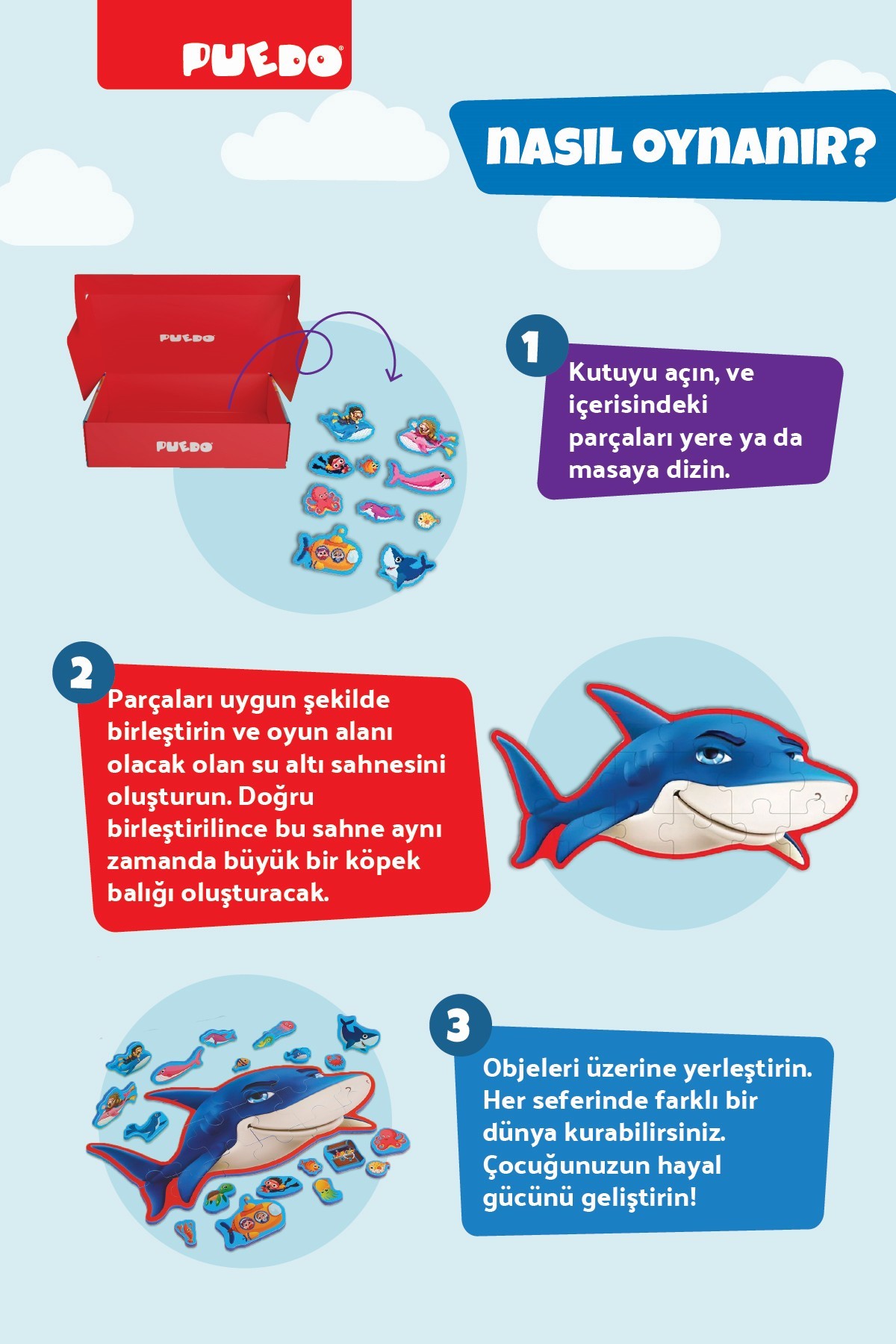 Çift Taraflı Puzzle - Deniz Canlıları
