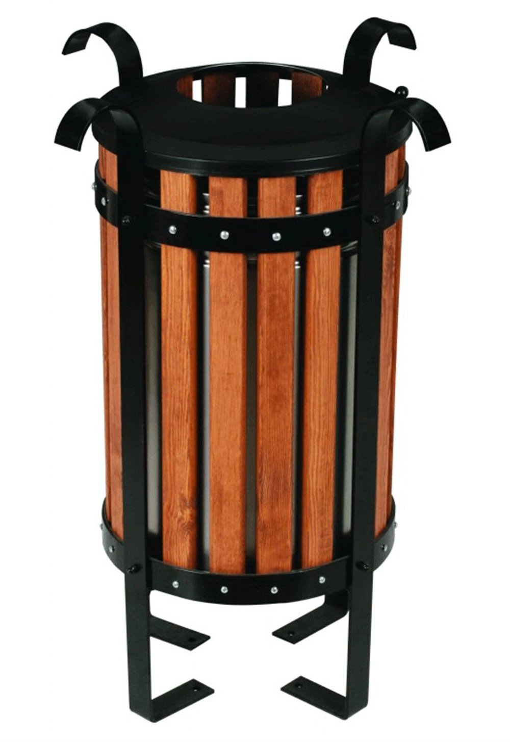 Ahşap Kaplamalı Lamalı Dış Mekan Çöp Kovası