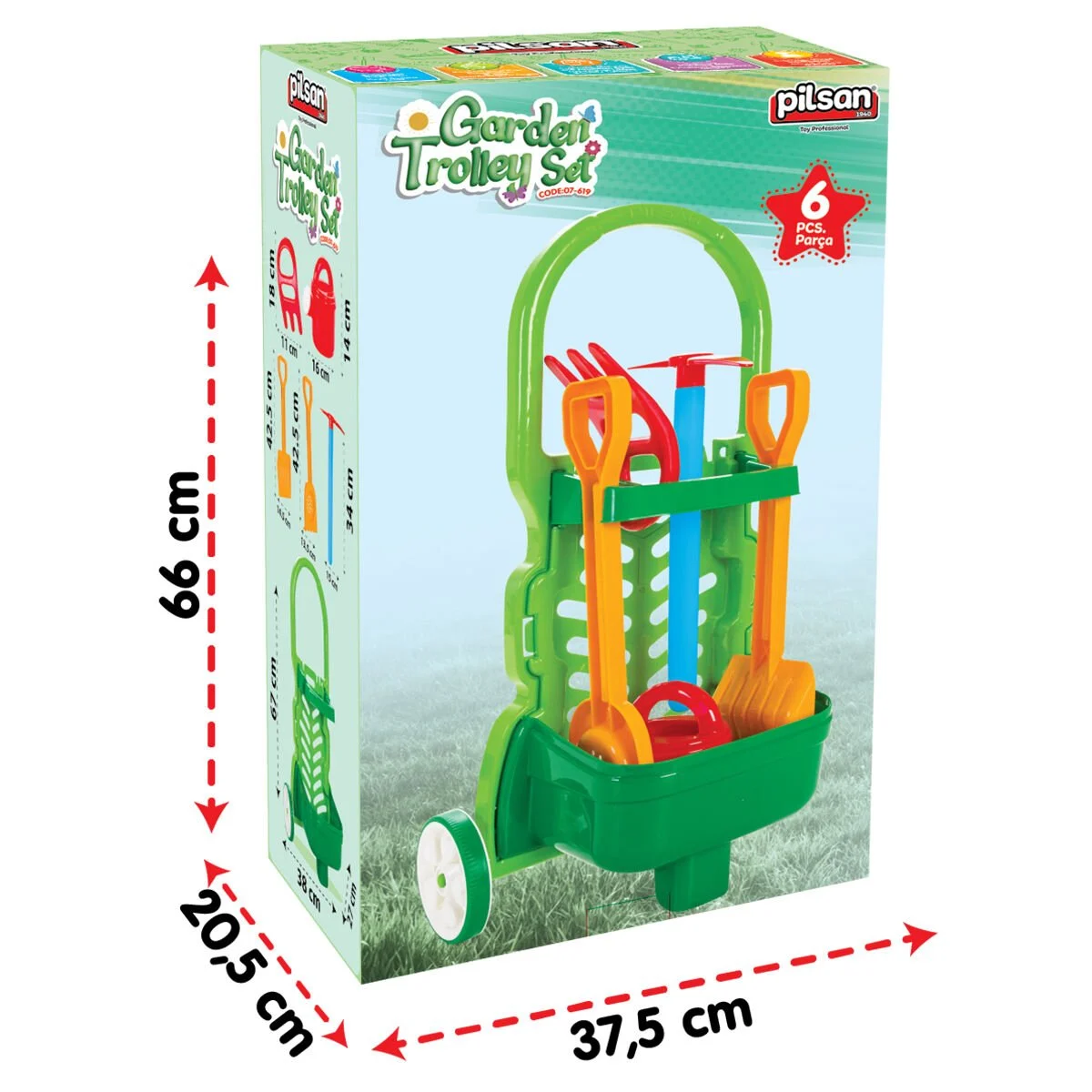 Tekerlekli Arabalı Bahçe Seti