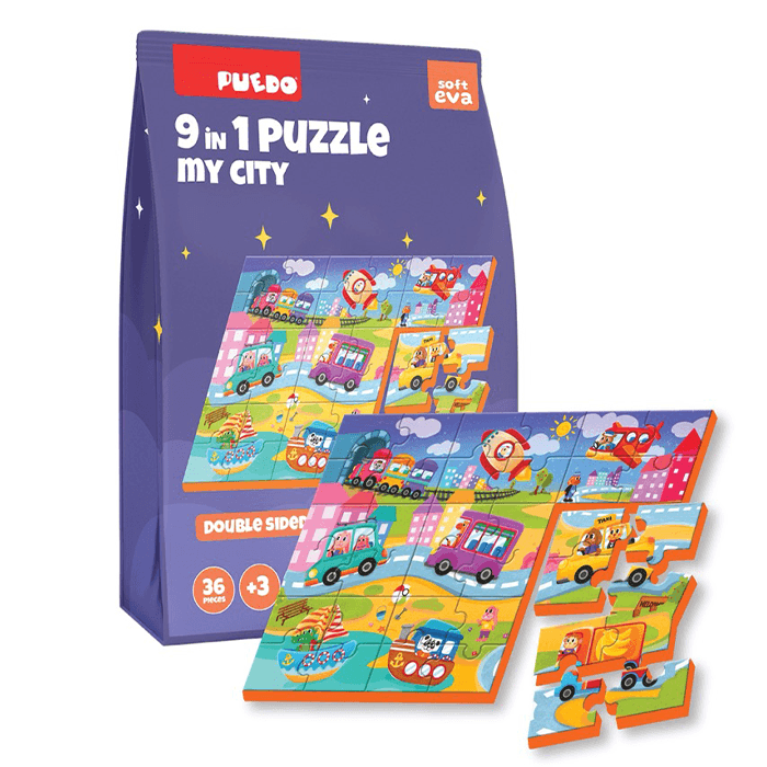 36 Parça 9in1 Çift Taraflı Puzzle - My City