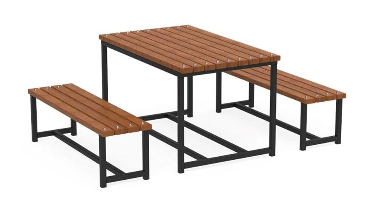 Ahşap Kaplamalı 2 Banklı Piknik Masası