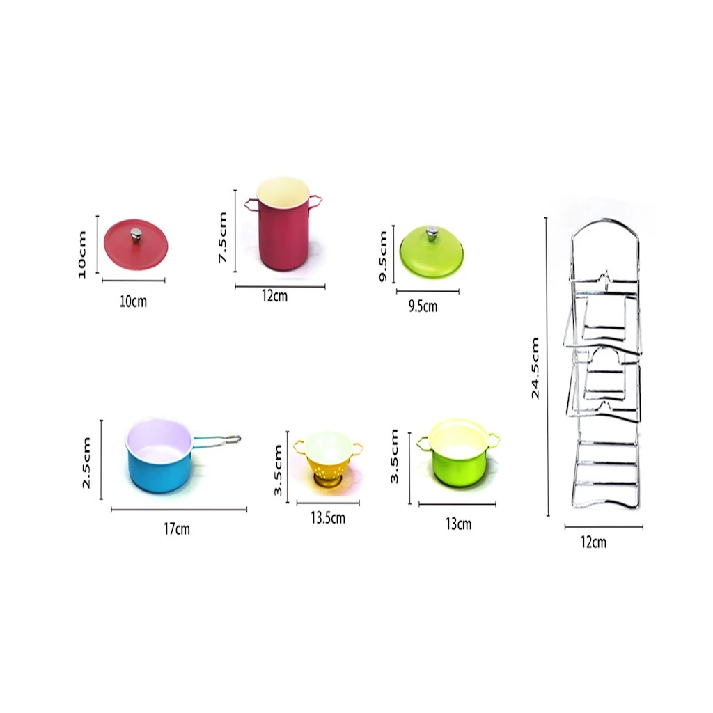 Renkli Raflı Emaye Tencere Tava Seti 7 Parça 