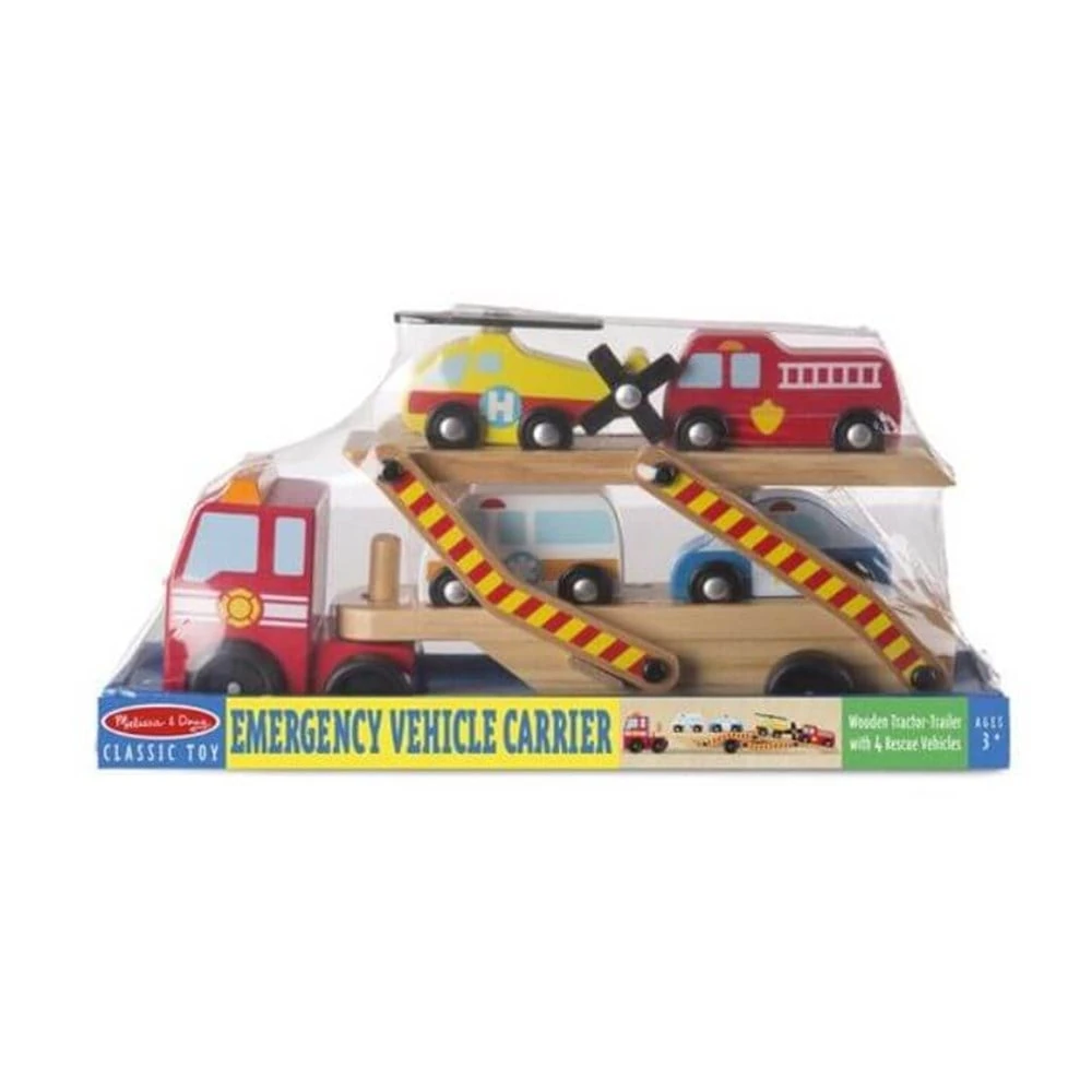 Melissa&Doug Ahşap Acil Yardım Araçları Taşıyıcı Tır
