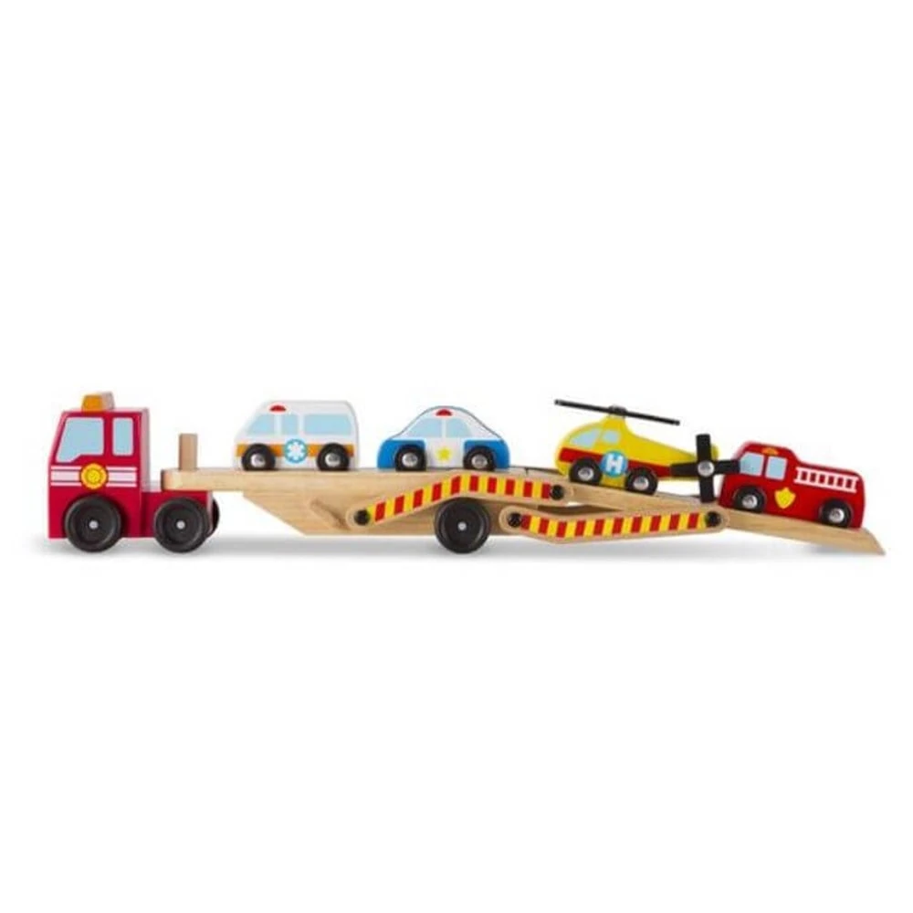 Melissa&Doug Ahşap Acil Yardım Araçları Taşıyıcı Tır