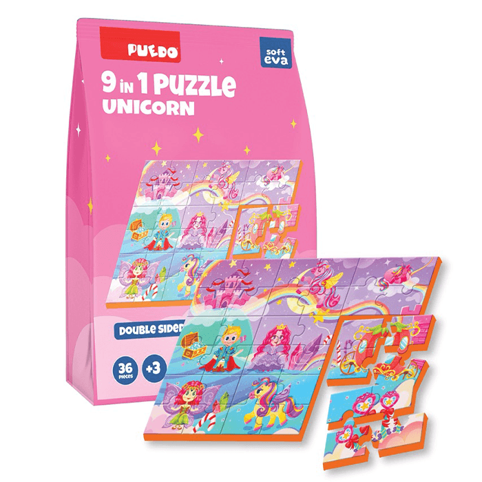 36 Parça 9in1 Çift Taraflı Puzzle - Unicorn
