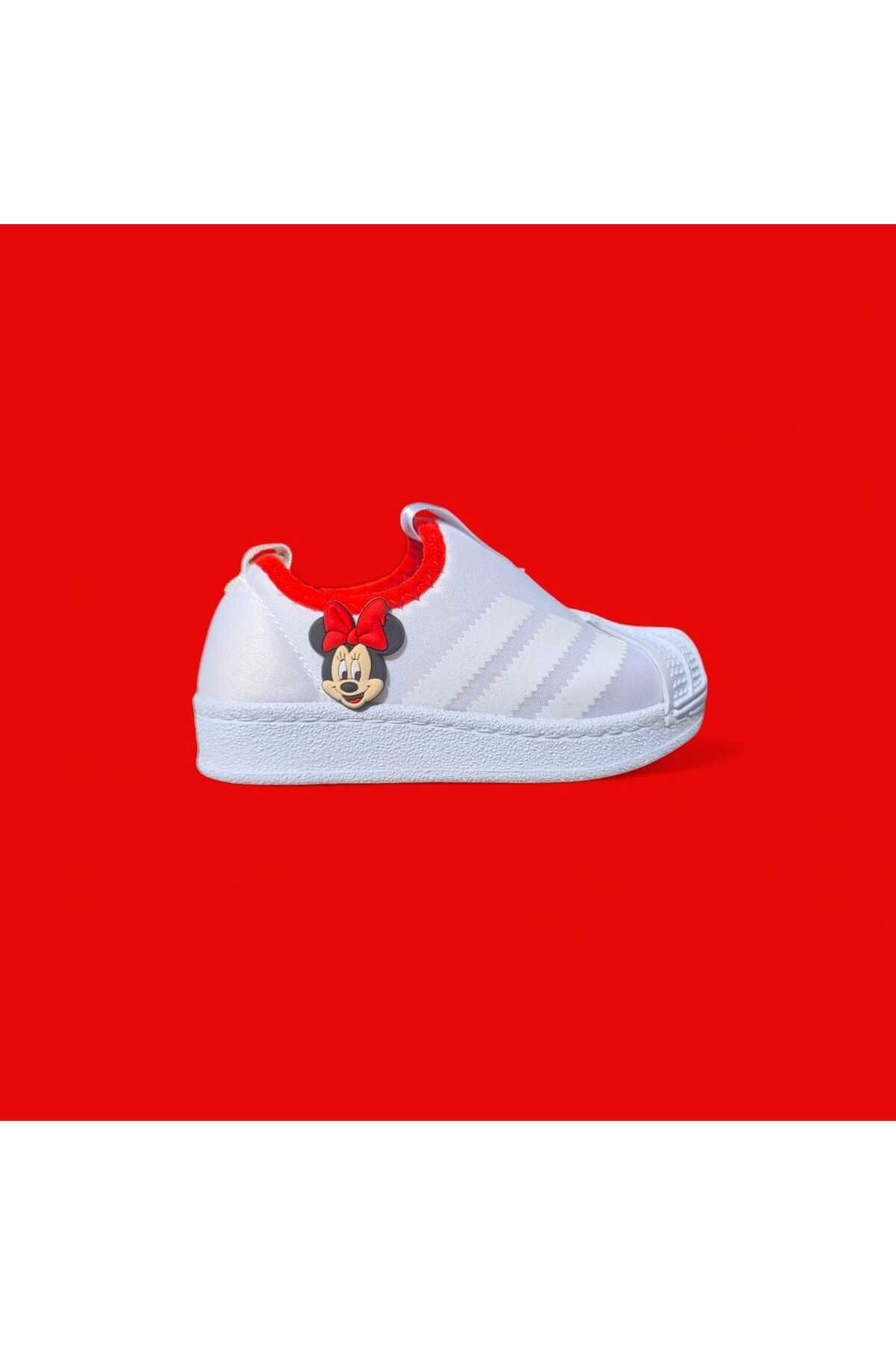 3D Silikon Detaylı Slip-On minik fare  Çocuk detaylı Sneaker Kız Bebek ve Çocuk Spor Ayakkabı
