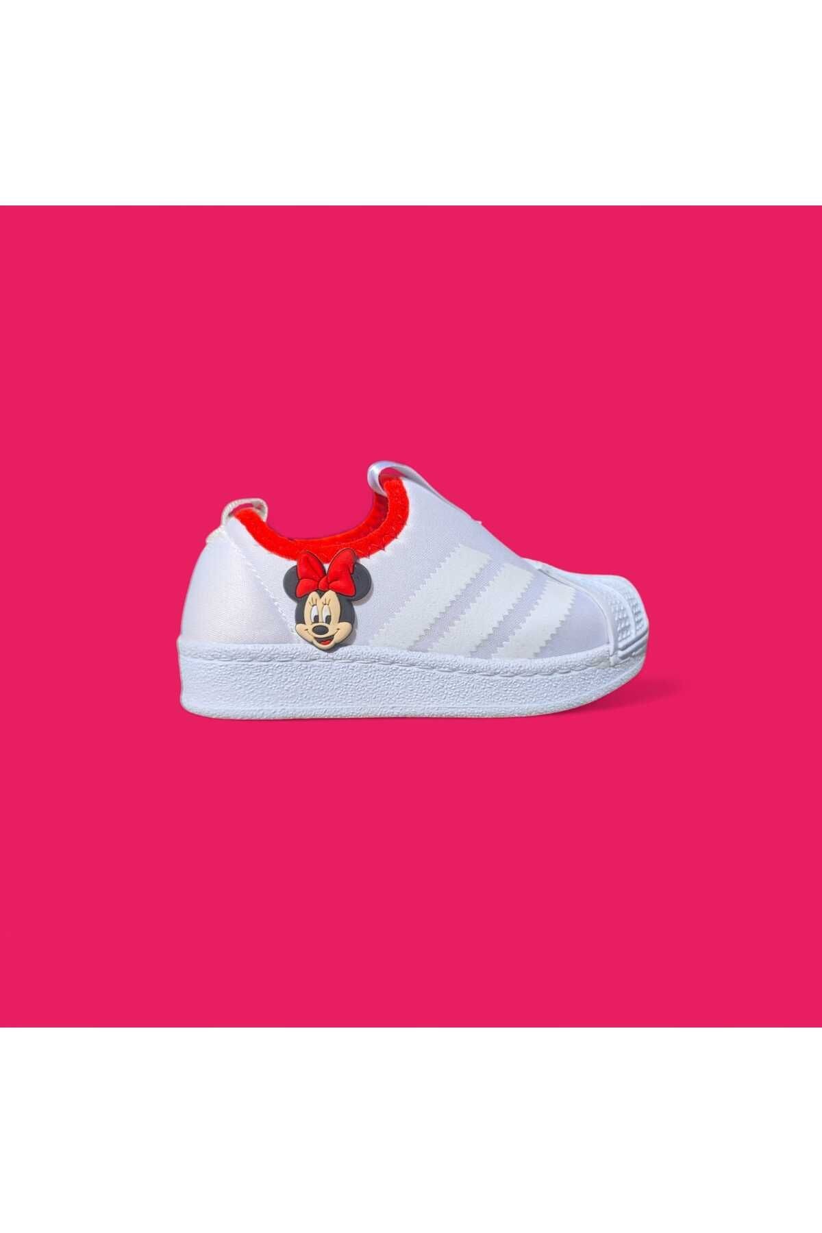 3D Silikon Detaylı Slip-On minik fare  Çocuk detaylı Sneaker Kız Bebek ve Çocuk Spor Ayakkabı