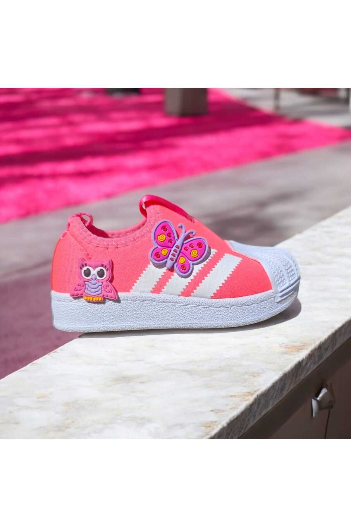 3D Silikon Detaylı Slip-On Kelebek Çocuk detaylı Sneaker Kız Bebek ve Çocuk Spor Ayakkabı