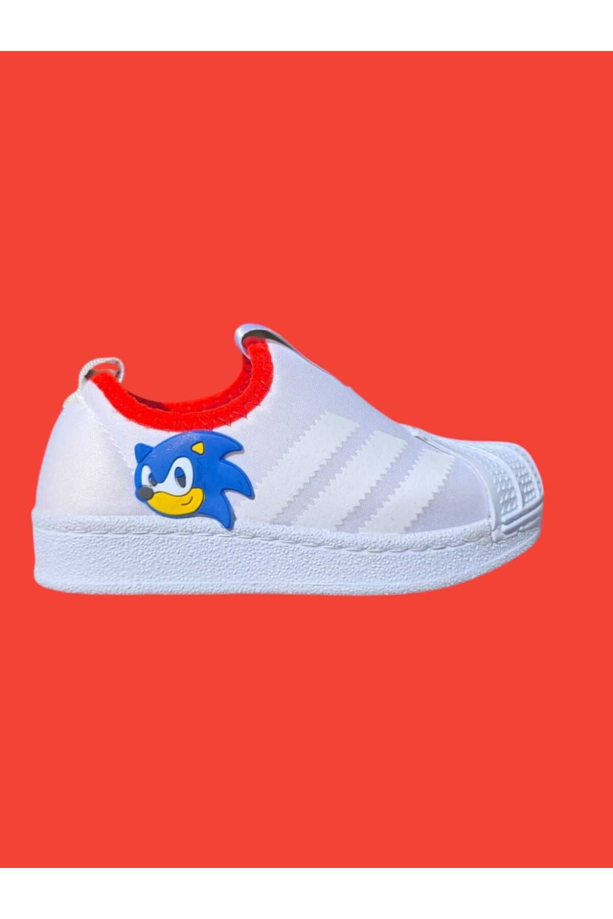 3D Silikon Detaylı Slip-On Mavi şimsek  Çocuk detaylı Sneaker Erkek Bebek ve Çocuk Spor Ayakkabı
