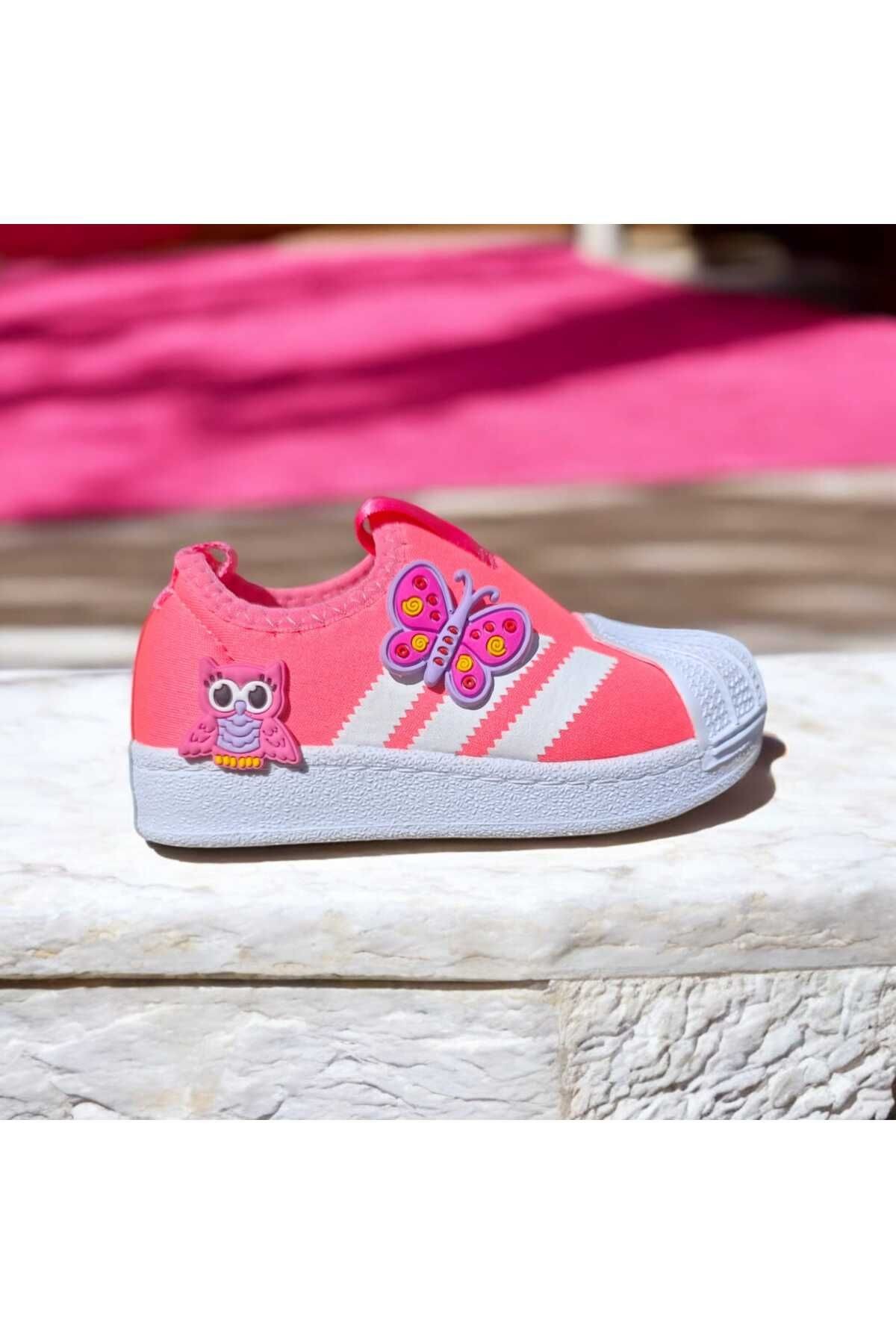 3D Silikon Detaylı Slip-On Kelebek Çocuk detaylı Sneaker Kız Bebek ve Çocuk Spor Ayakkabı