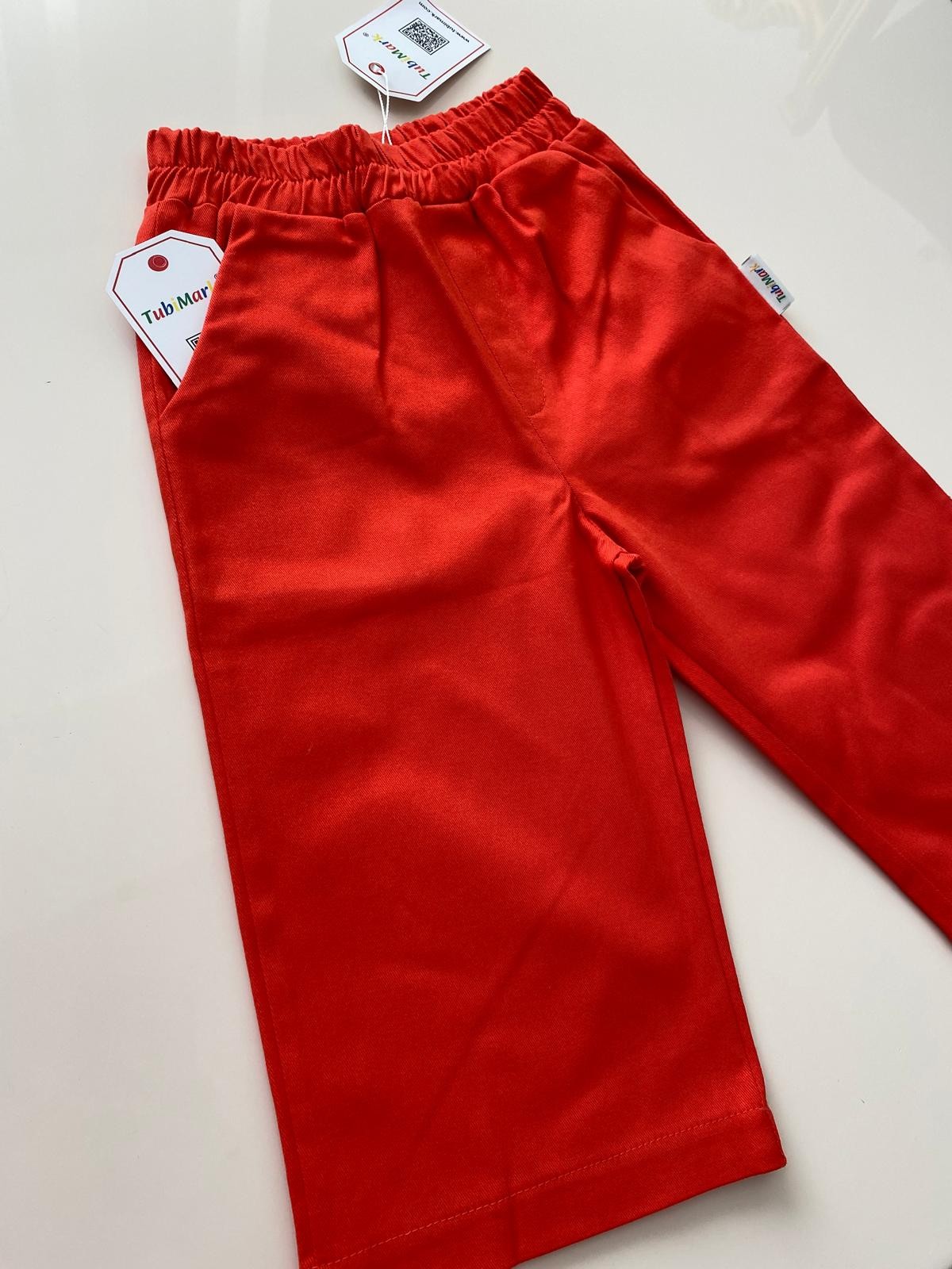 Pamuklu Bol Paça Canlı Kırmızı Boon Pantalon
