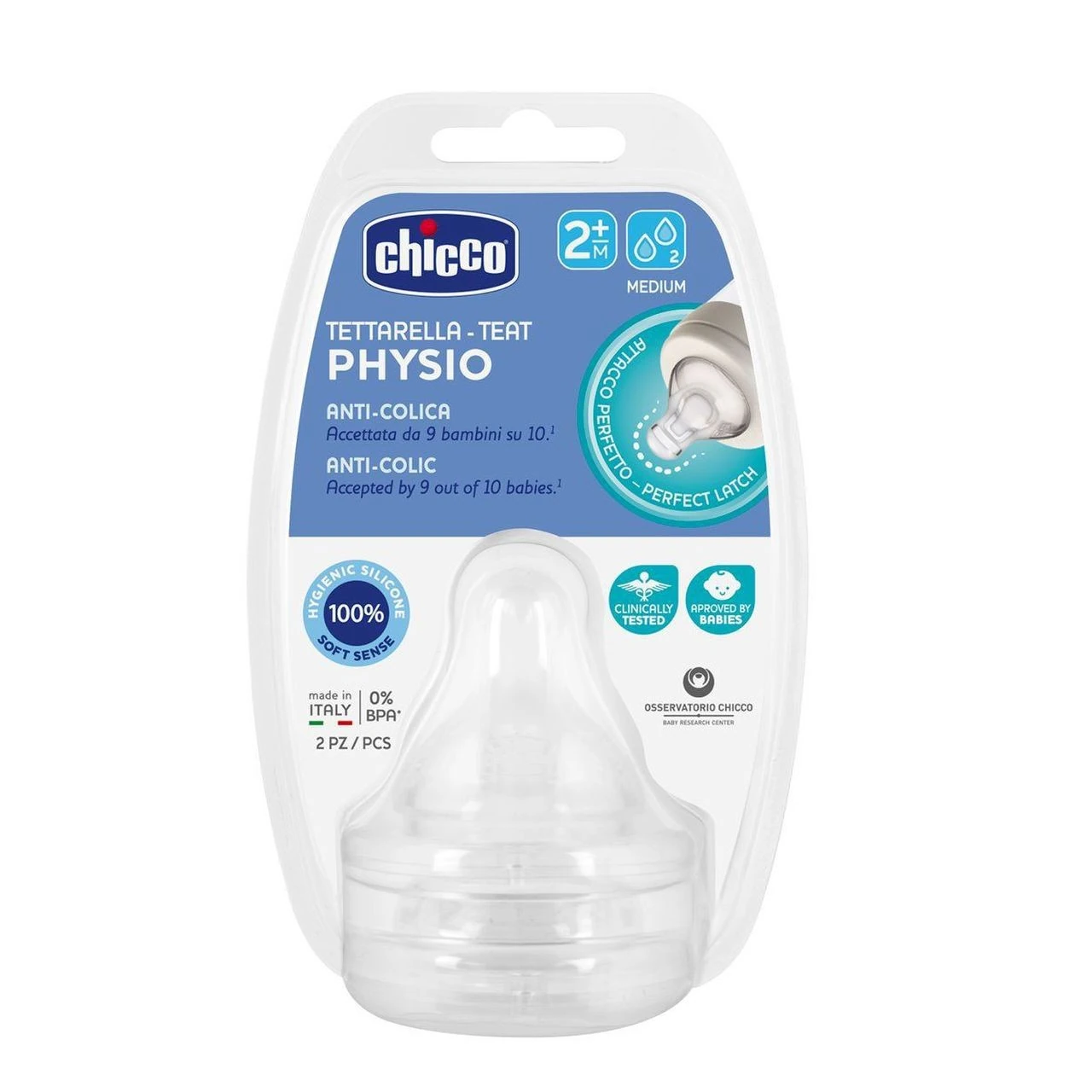 Chicco Wellbeing Silikon 2'li Biberon Emziği 2 ay+