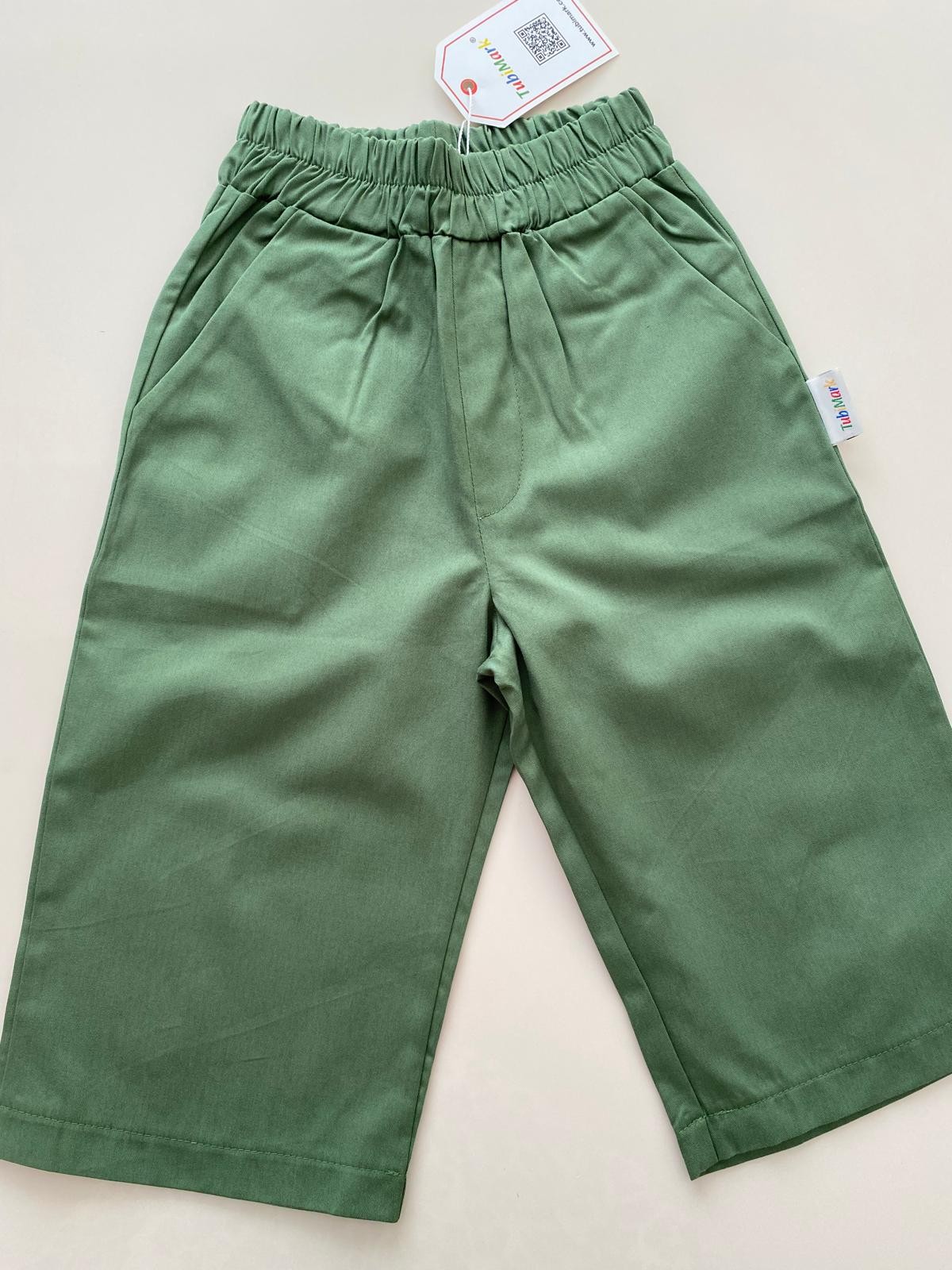 Pamuklu Bol Paça Haki Yeşil Boon Pantalon