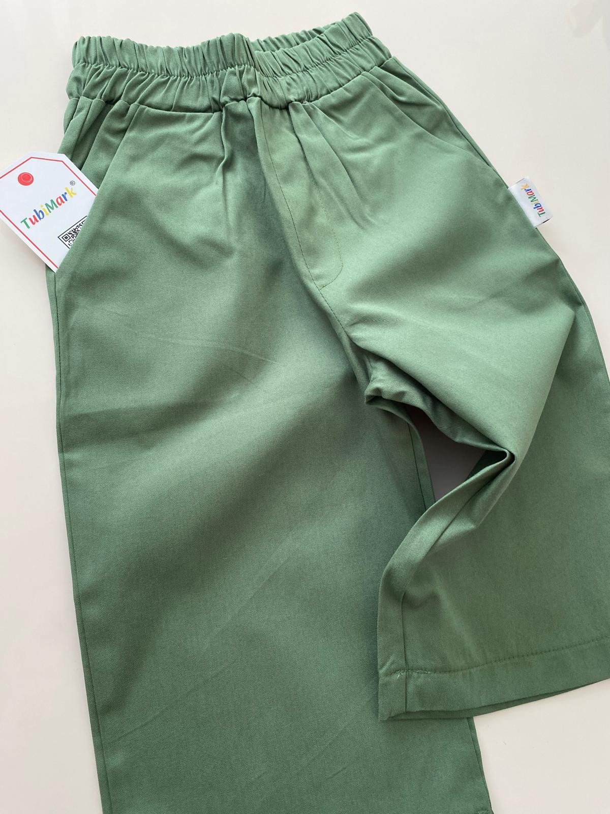 Pamuklu Bol Paça Haki Yeşil Boon Pantalon
