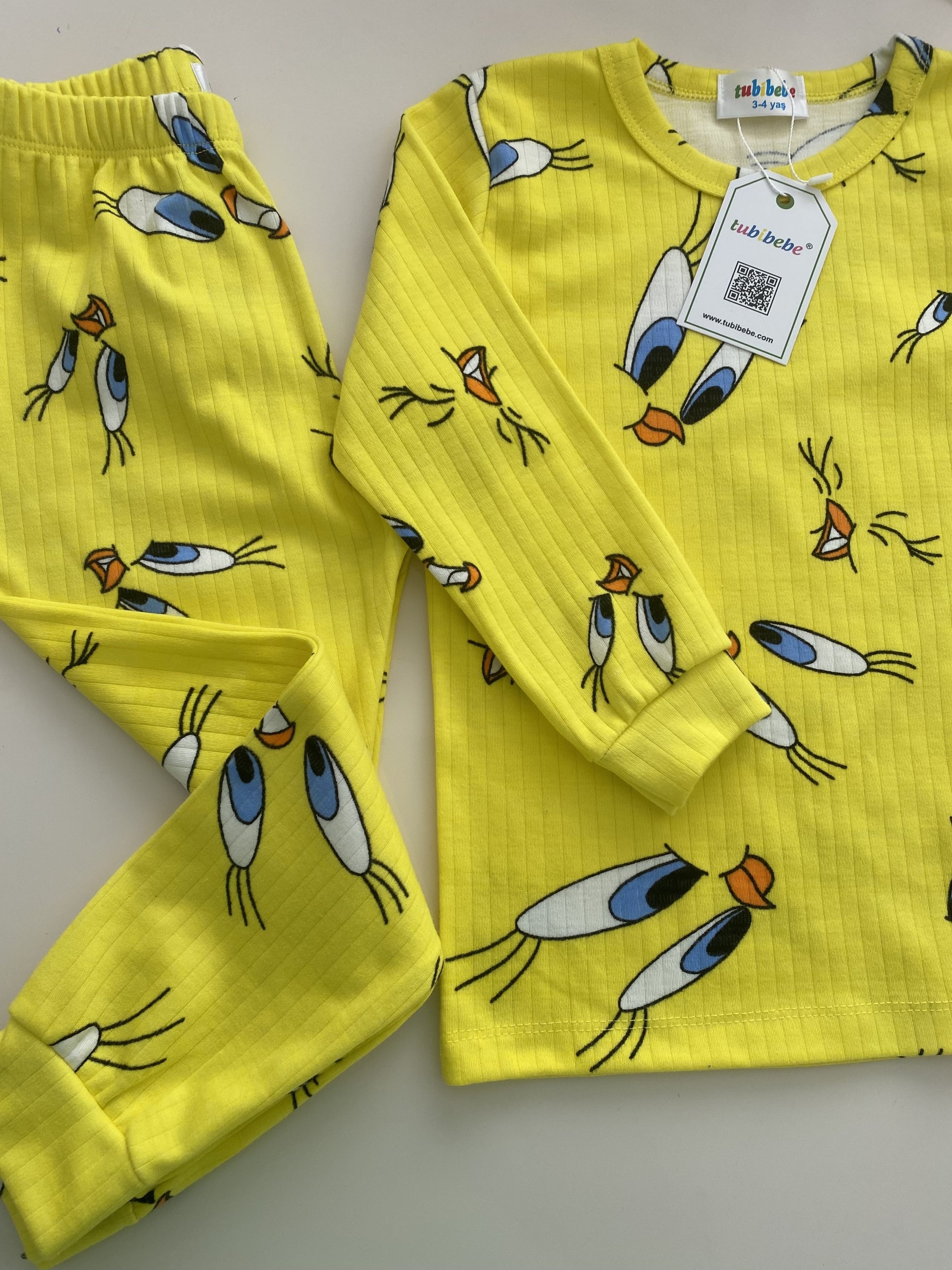 Premium Pamuklu Tweety Desen Pijama Takımı
