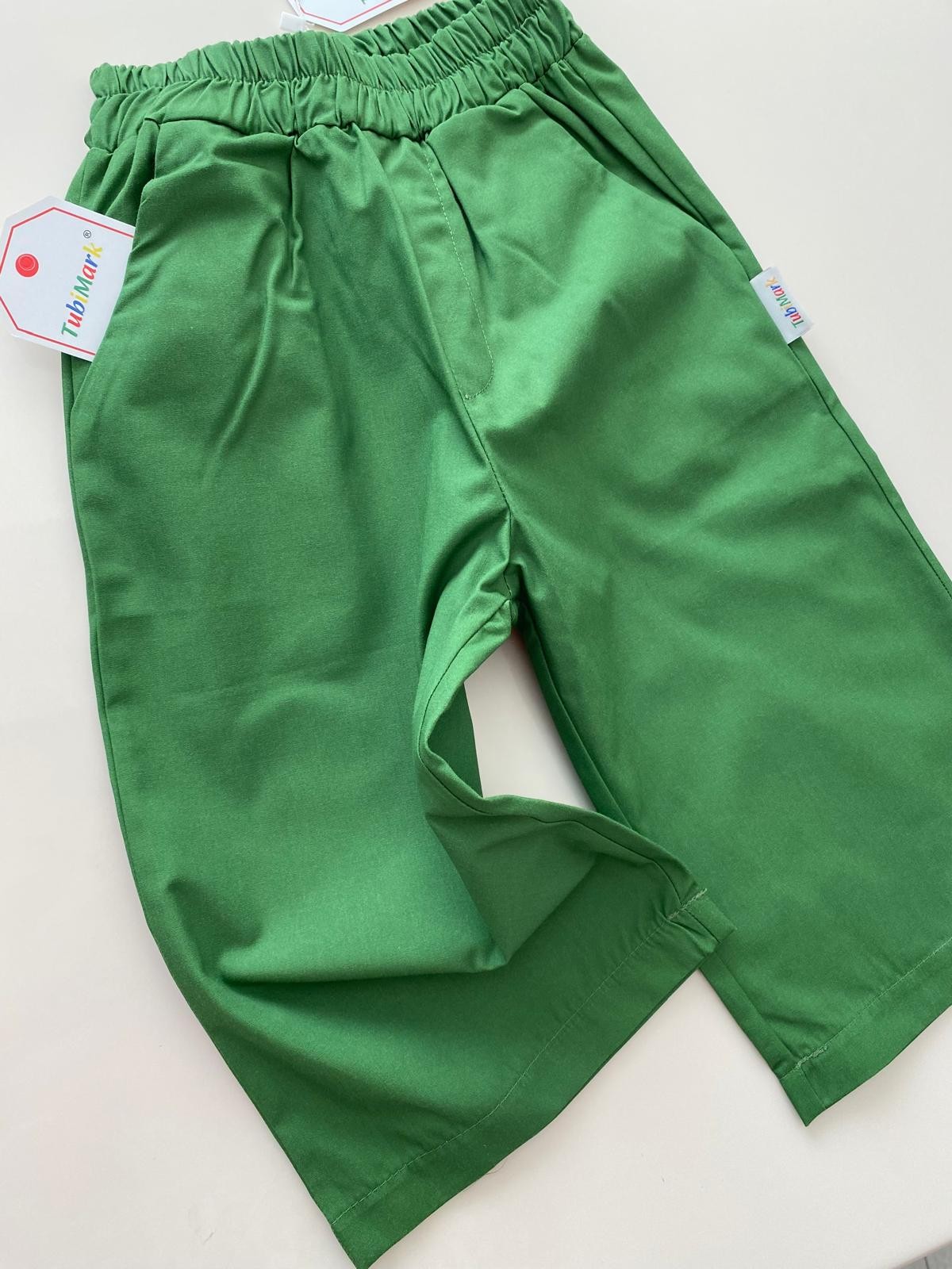 Pamuklu Bol Paça Canlı Yeşil Boon Pantalon