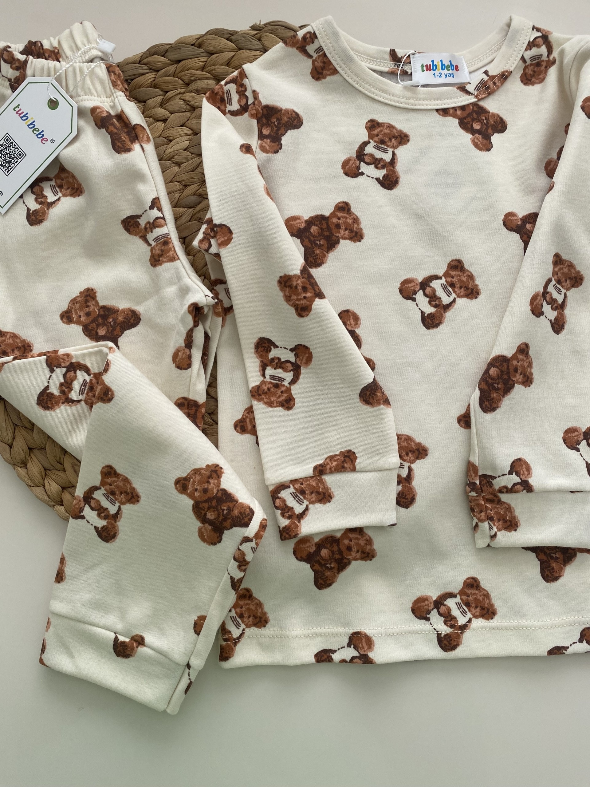 Premium Pamuklu Ayıcık Desen Pijama Takımı