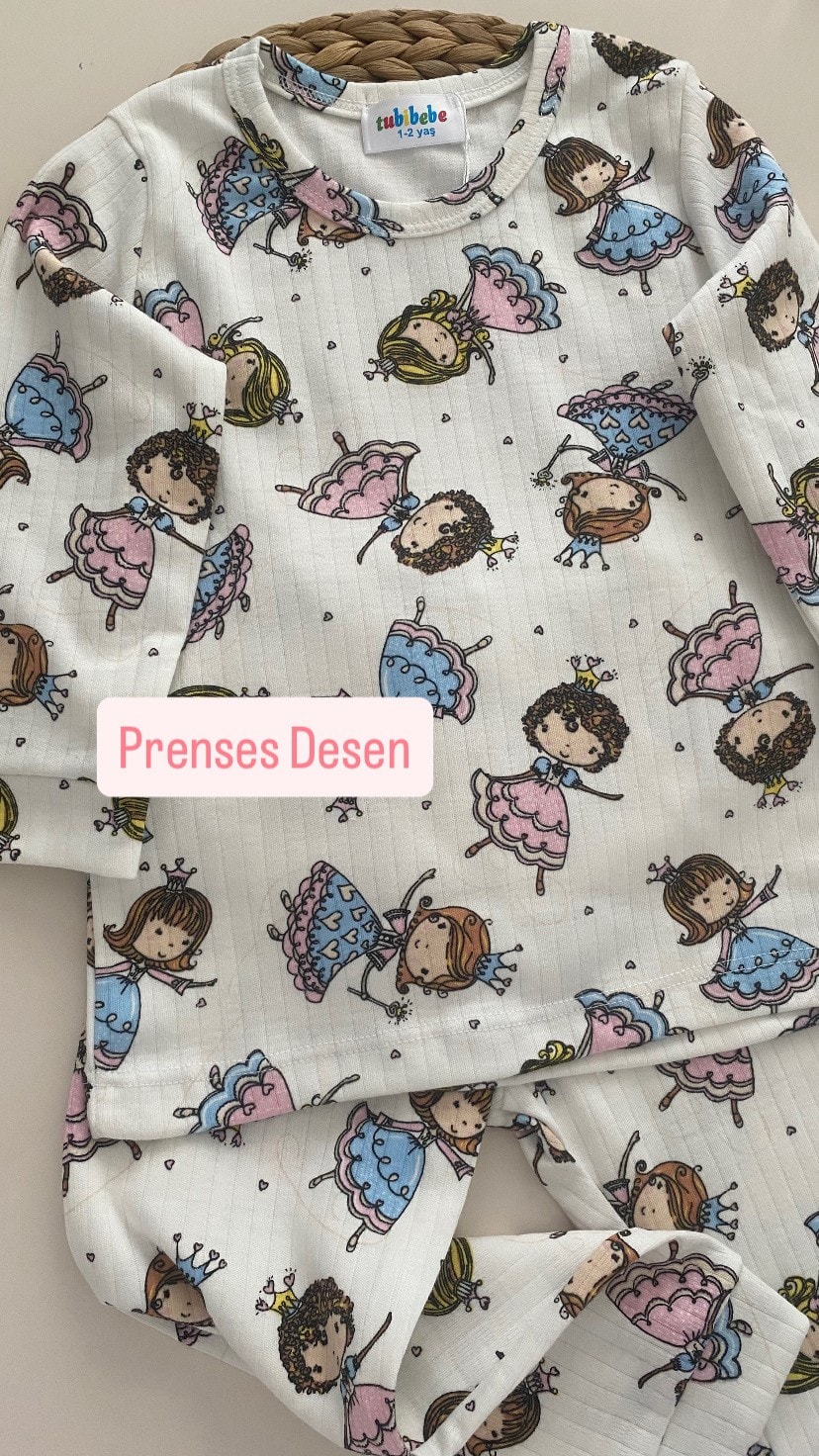 Premium Pamuklu Prenses Desen Pijama Takımı