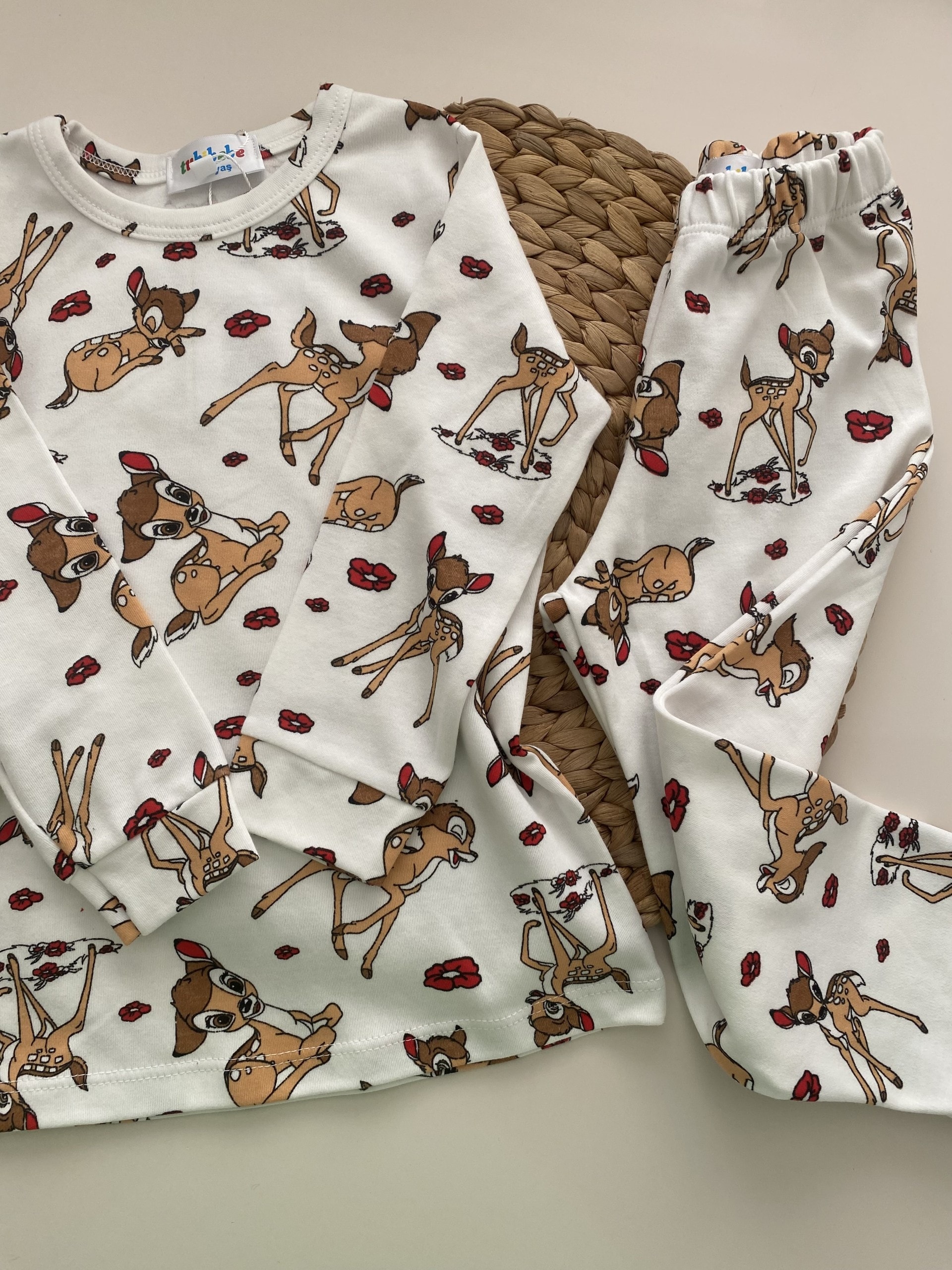 Premium Pamuklu Geyik Desen Pijama Takımı