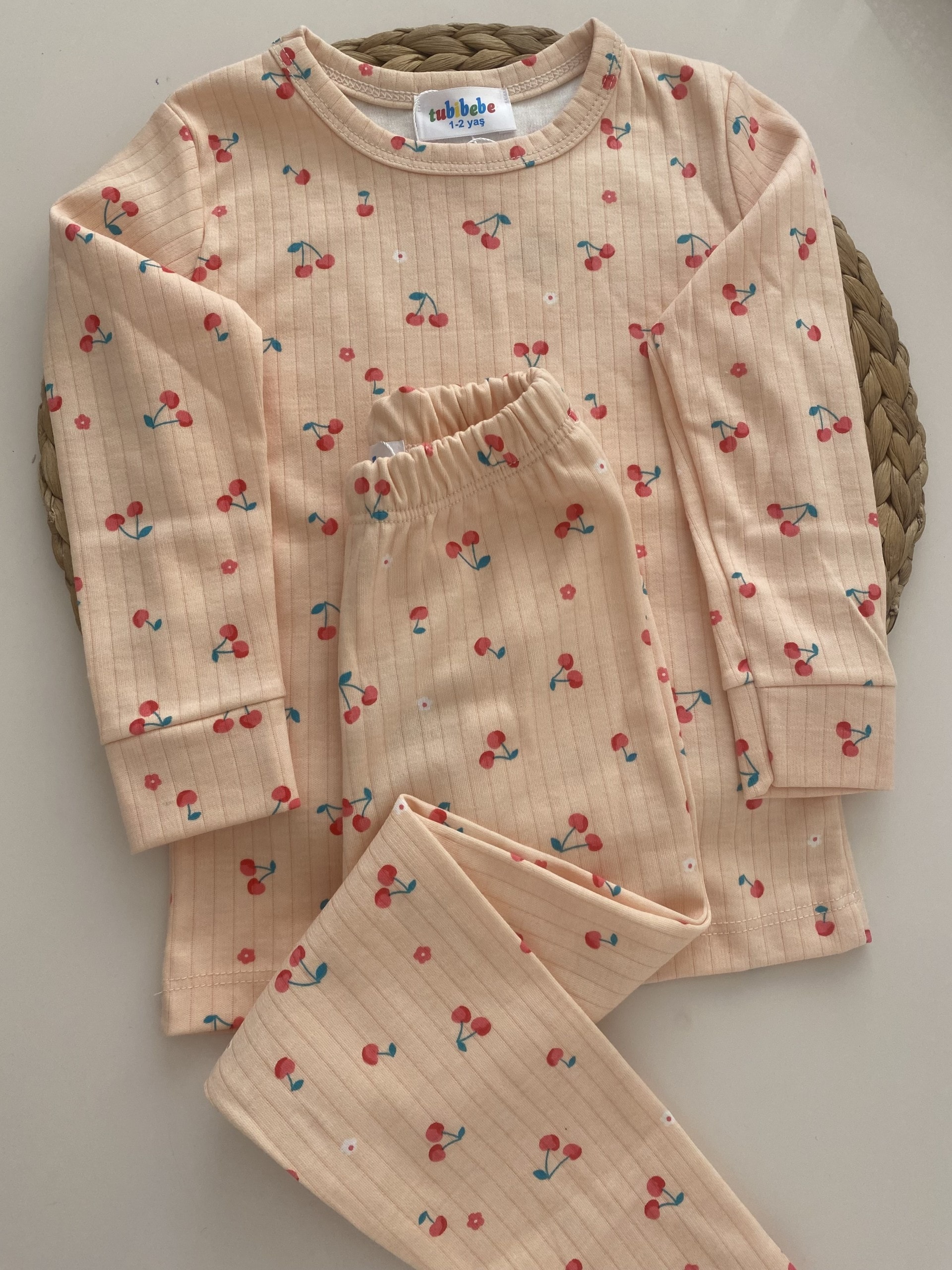 Premium Pamuklu Cherry Desen Pijama Takımı