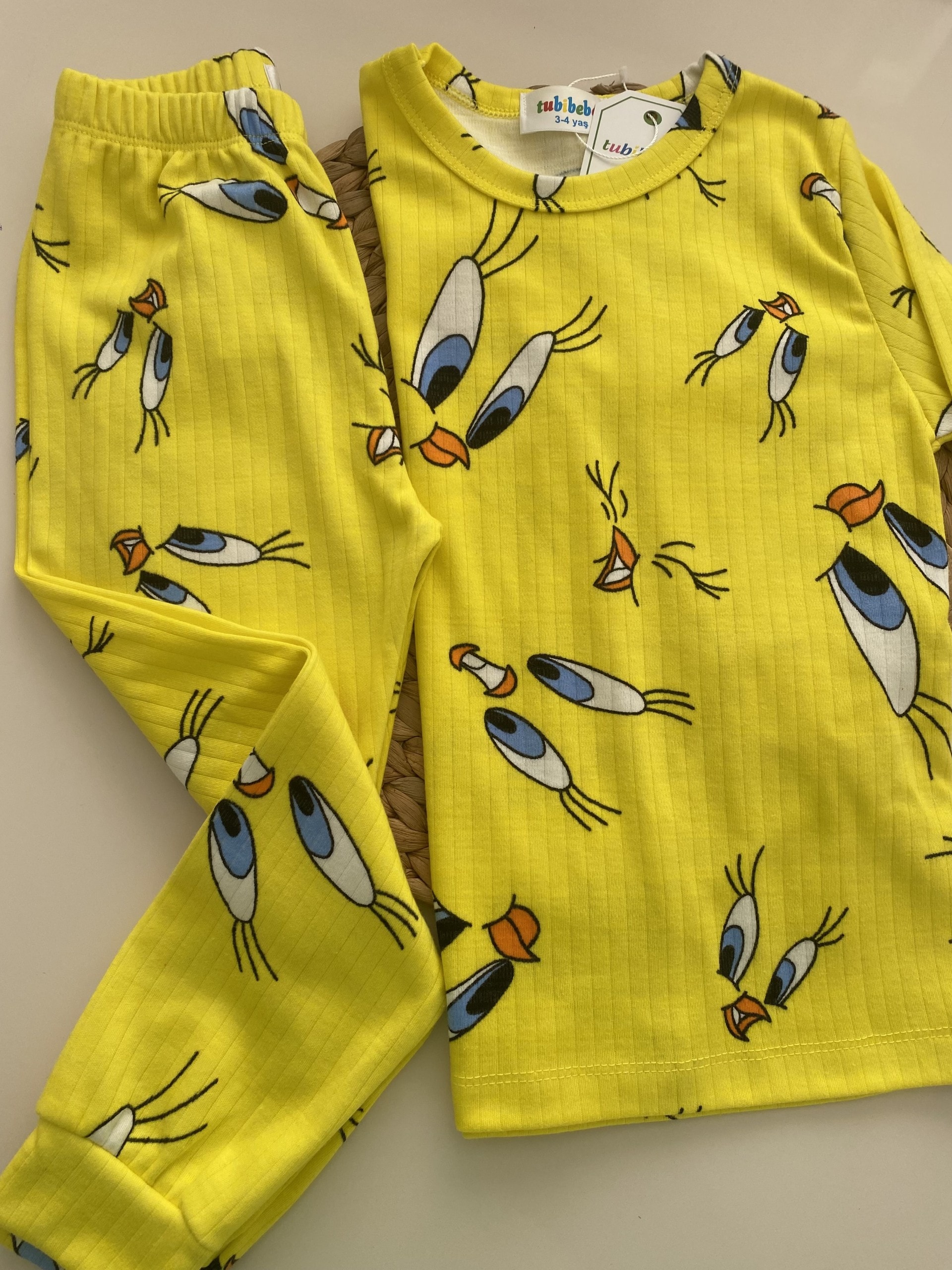 Premium Pamuklu Tweety Desen Pijama Takımı