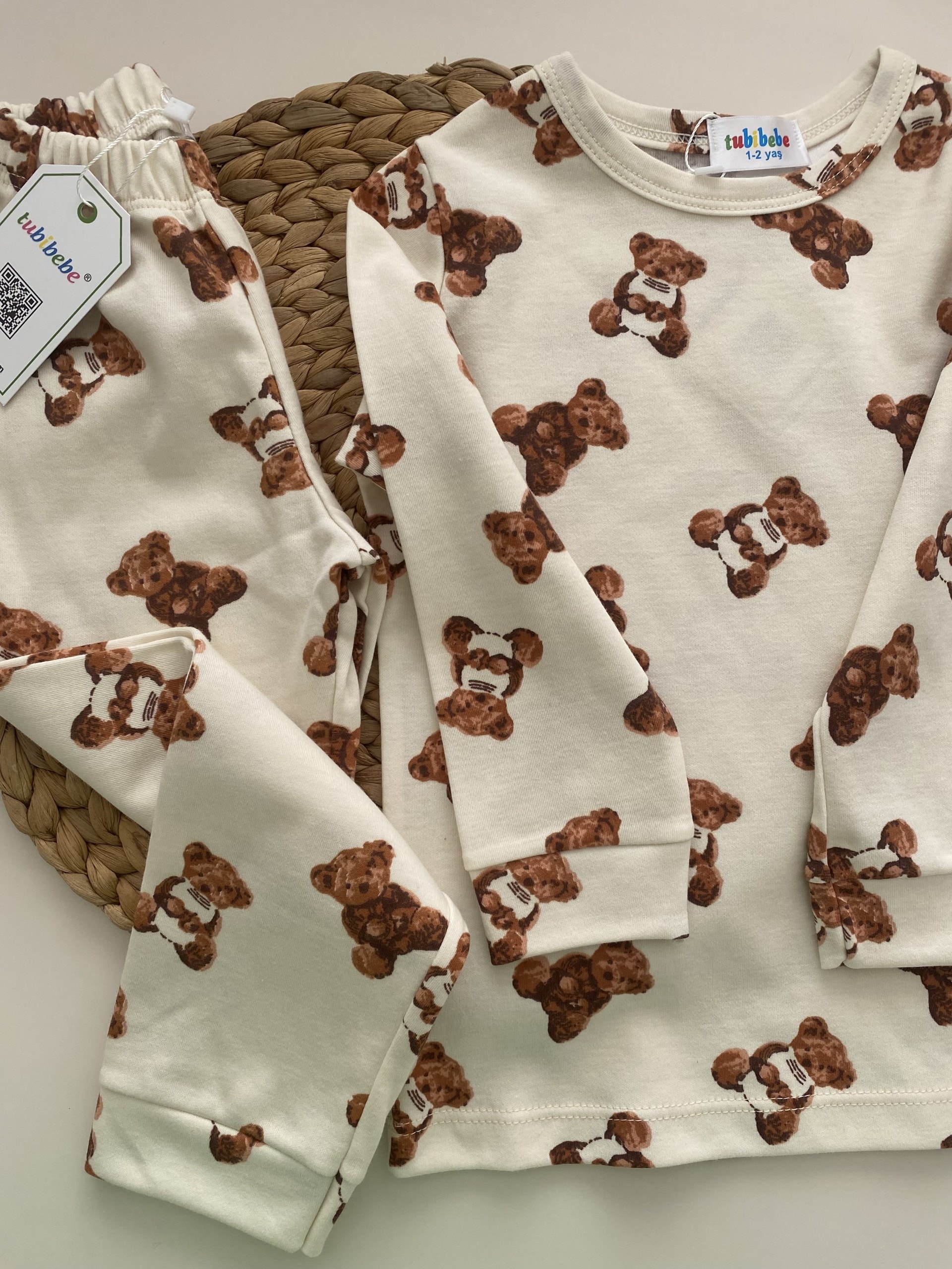 Premium Pamuklu Ayıcık Desen Pijama Takımı