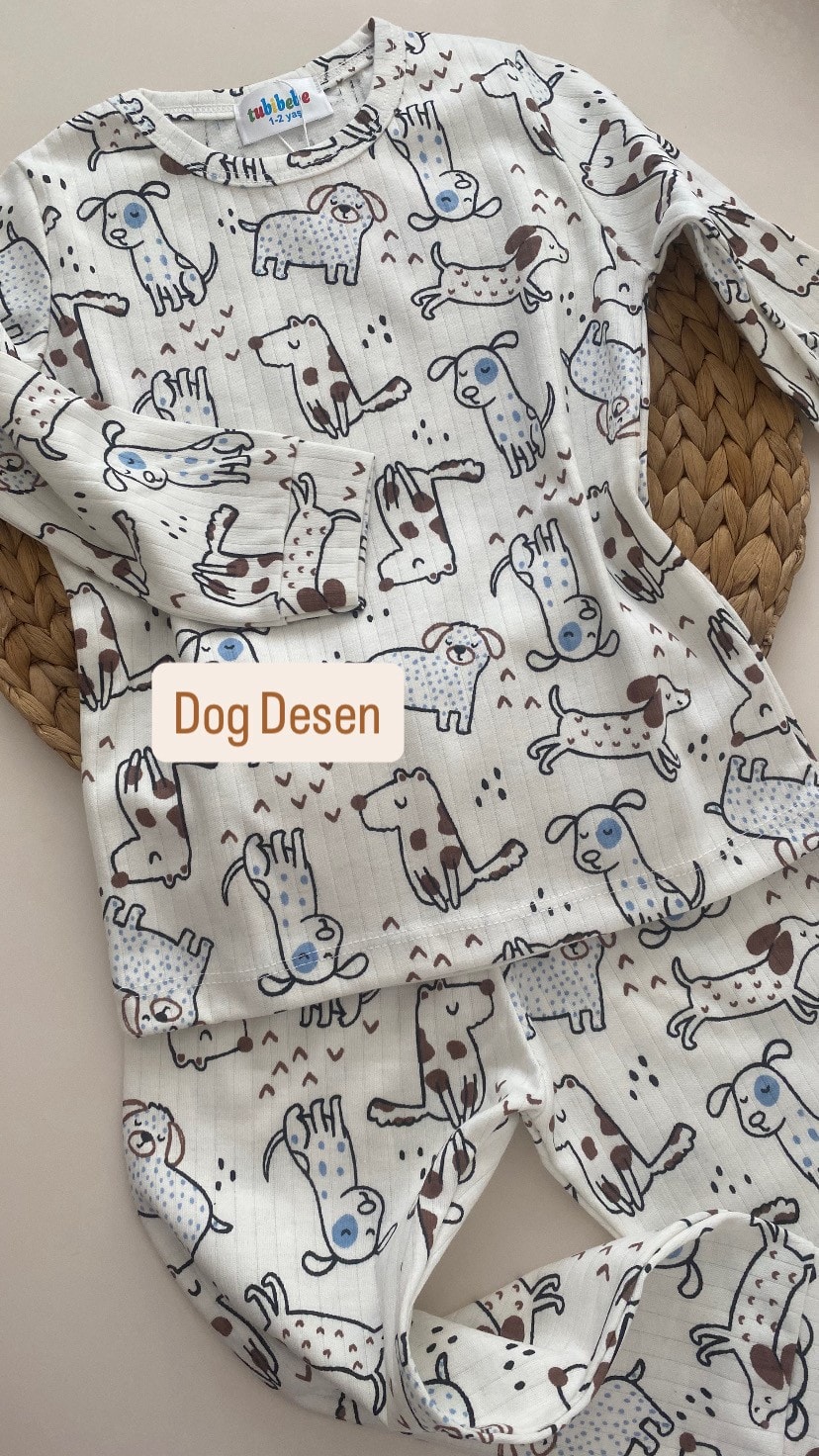 Premium Pamuklu Dog Desen Pijama Takımı
