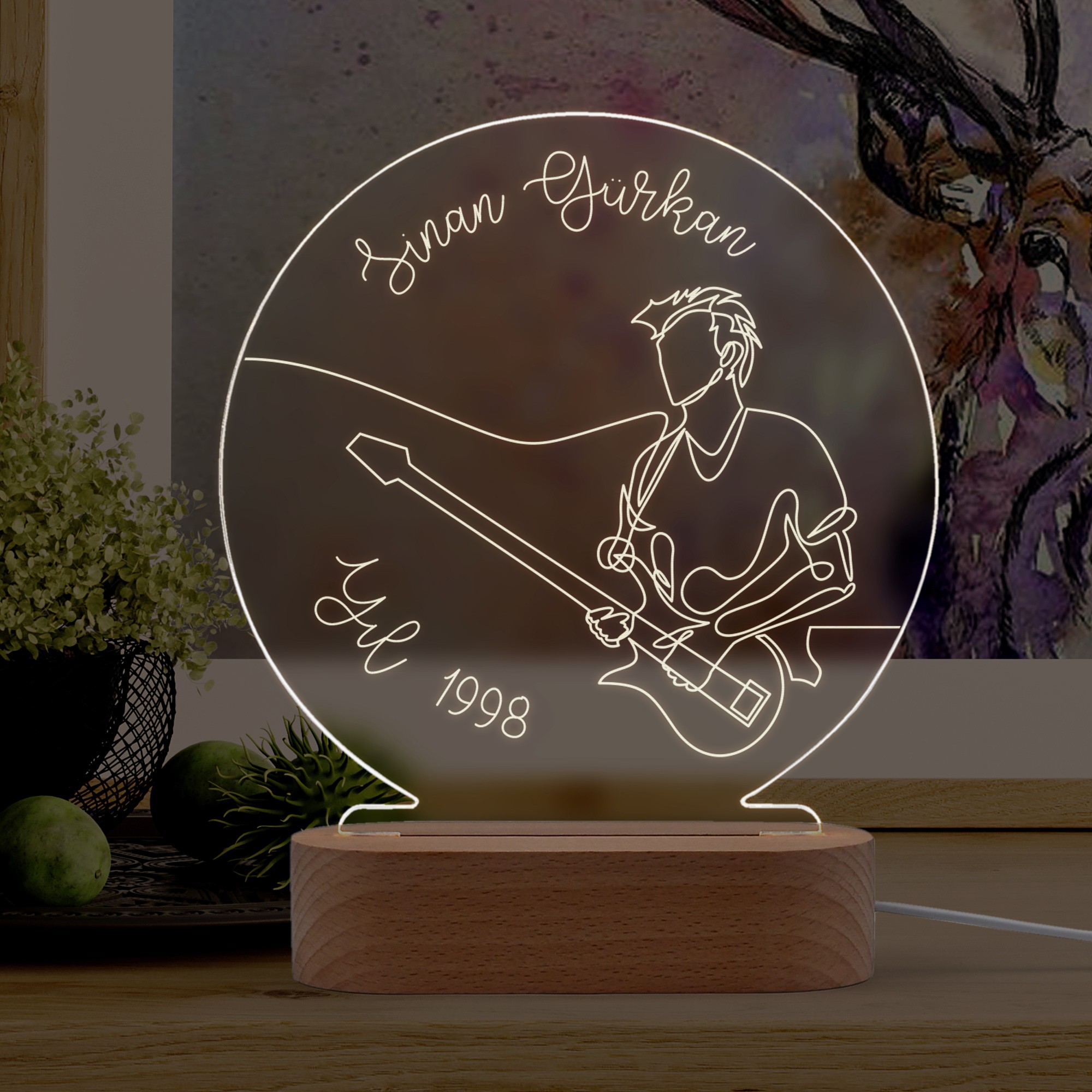 Gitarist için Kişiye Özel Ledli Gece Lambası